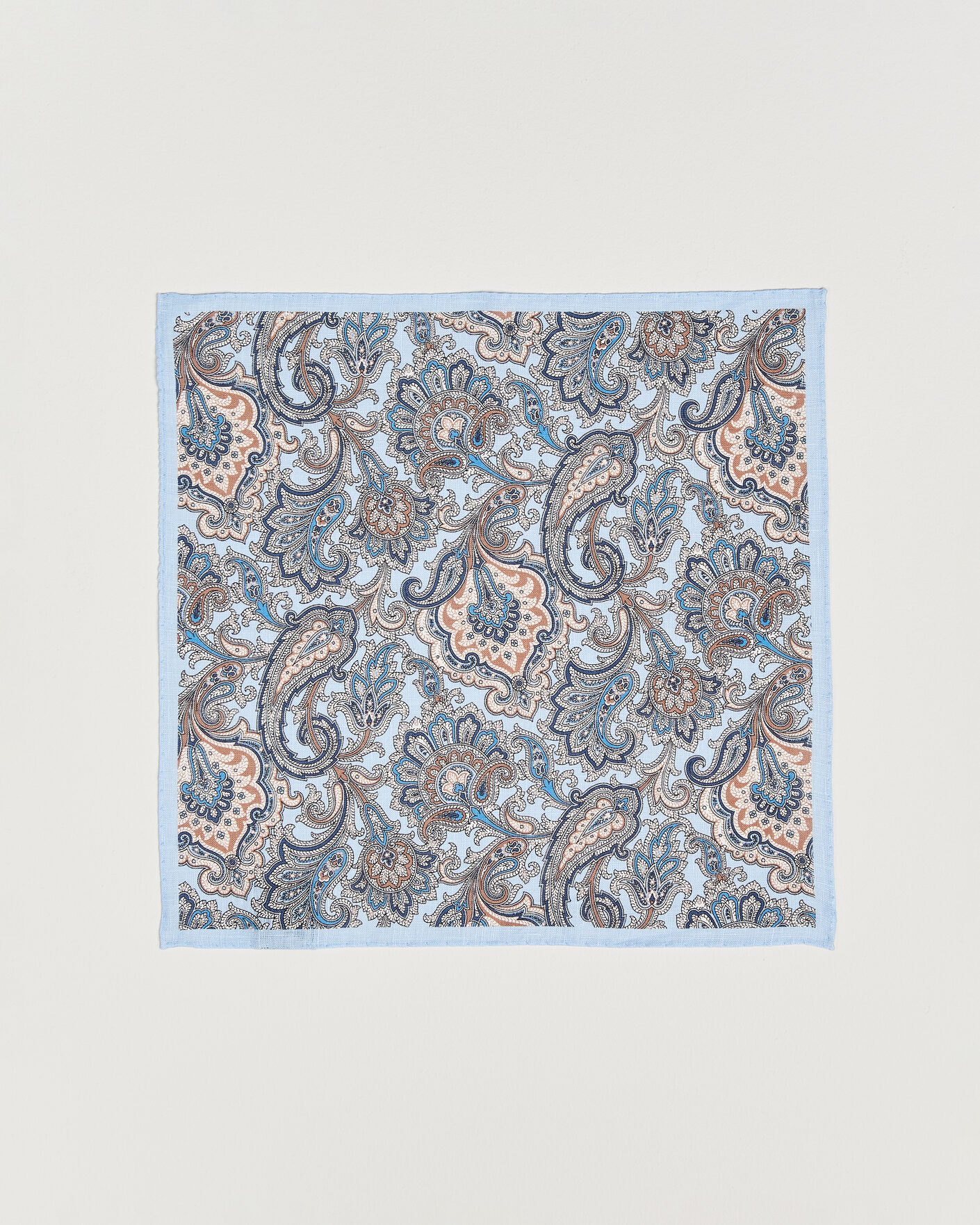 Uomini | Fazzoletti da taschino | Amanda Christensen | Linen Large Paisley Pocket Square Blue