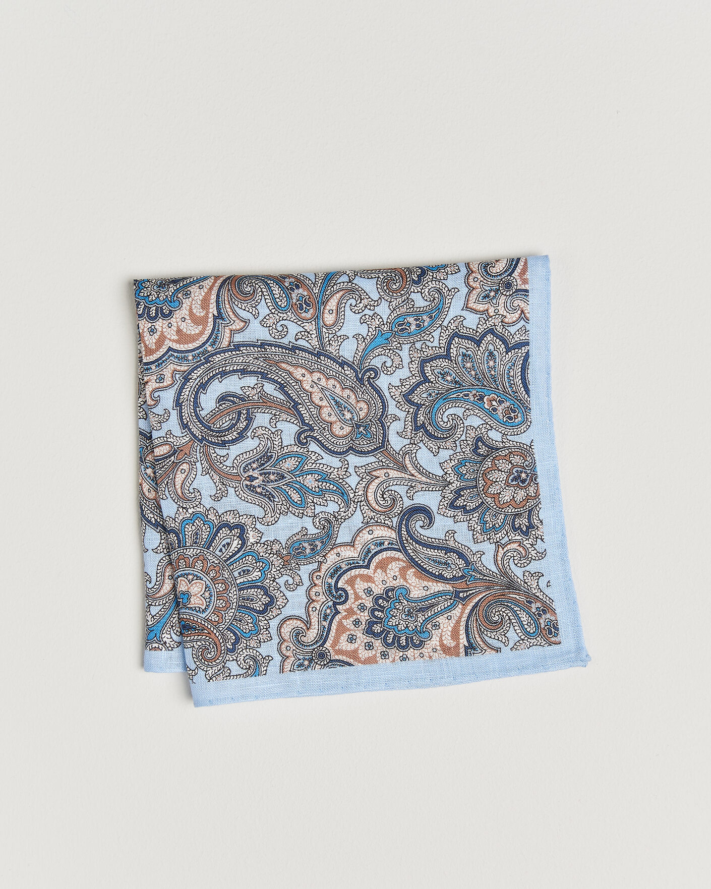 Uomini | Fazzoletti da taschino | Amanda Christensen | Linen Large Paisley Pocket Square Blue