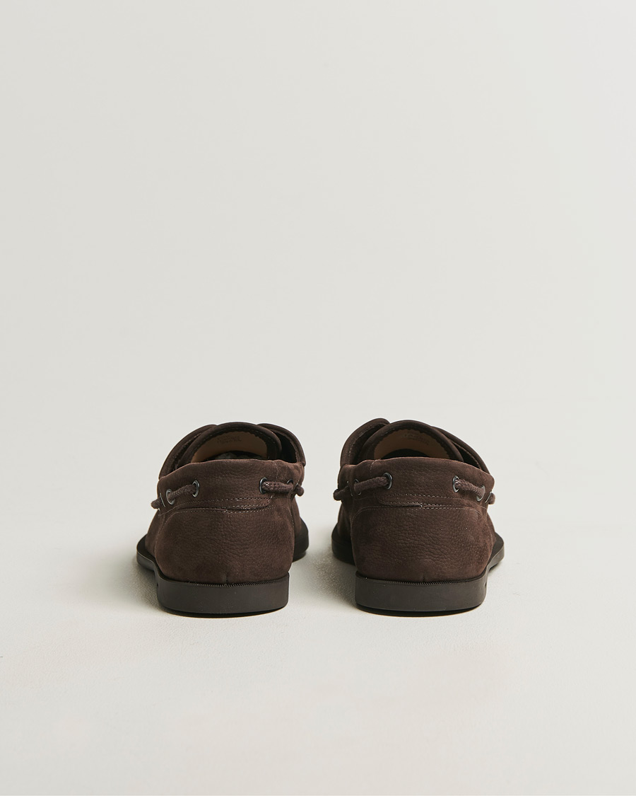 Uomini | Scarpe da barca | John Lobb | Foil Boat Shoes Dark Brown Nubuck