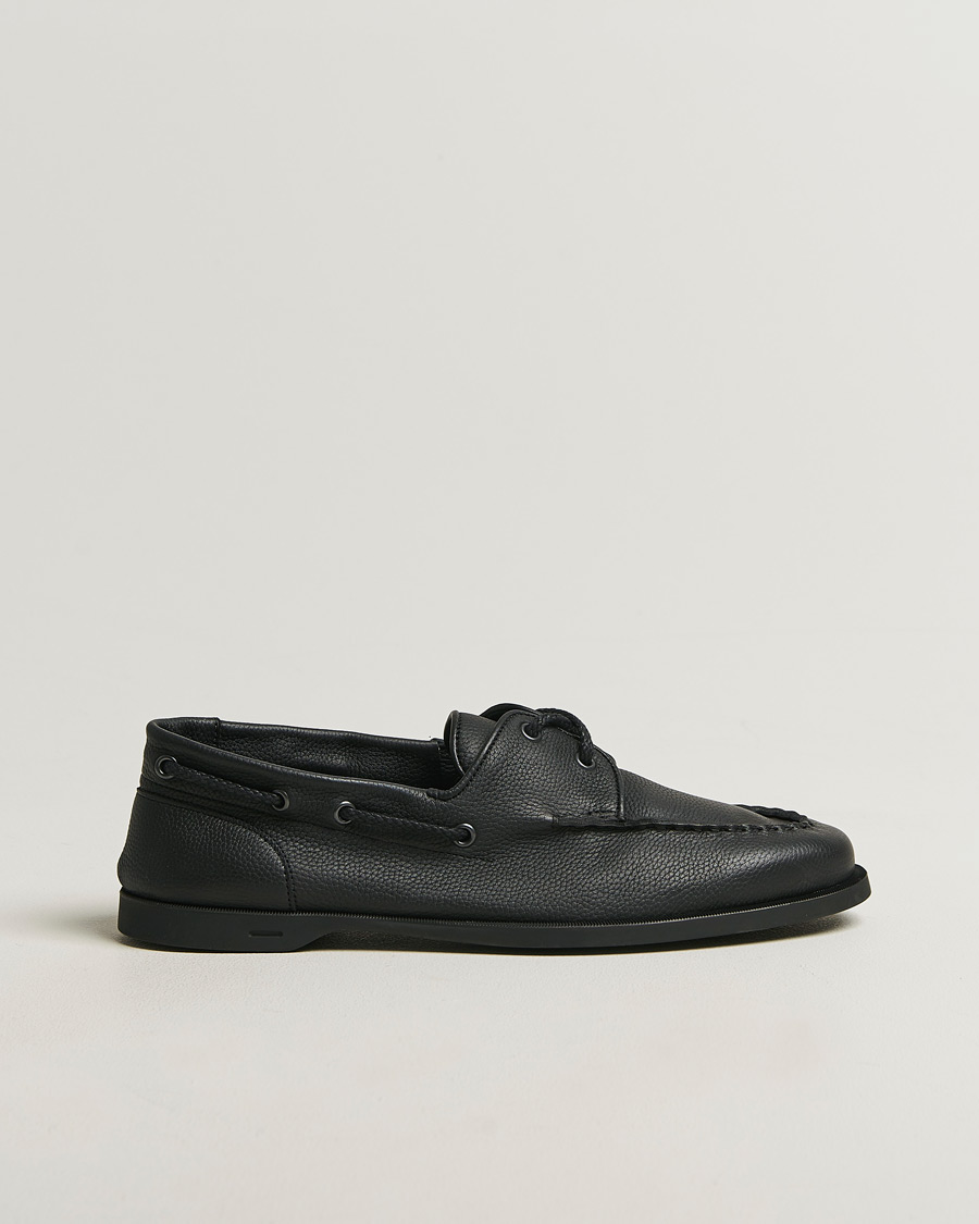 Uomini | Scarpe da barca | John Lobb | Foil Boat Shoes Black Grain
