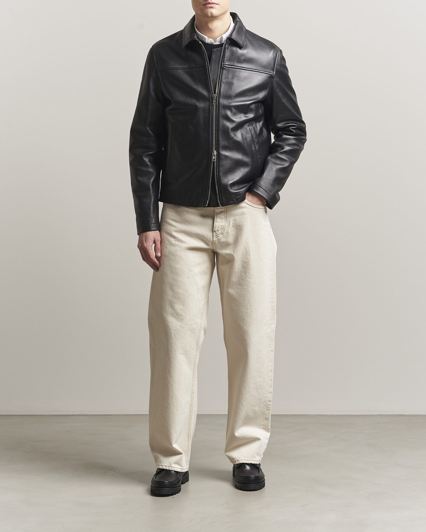 Uomini | Giacche | Filippa K | Leather Coach Jacket Black