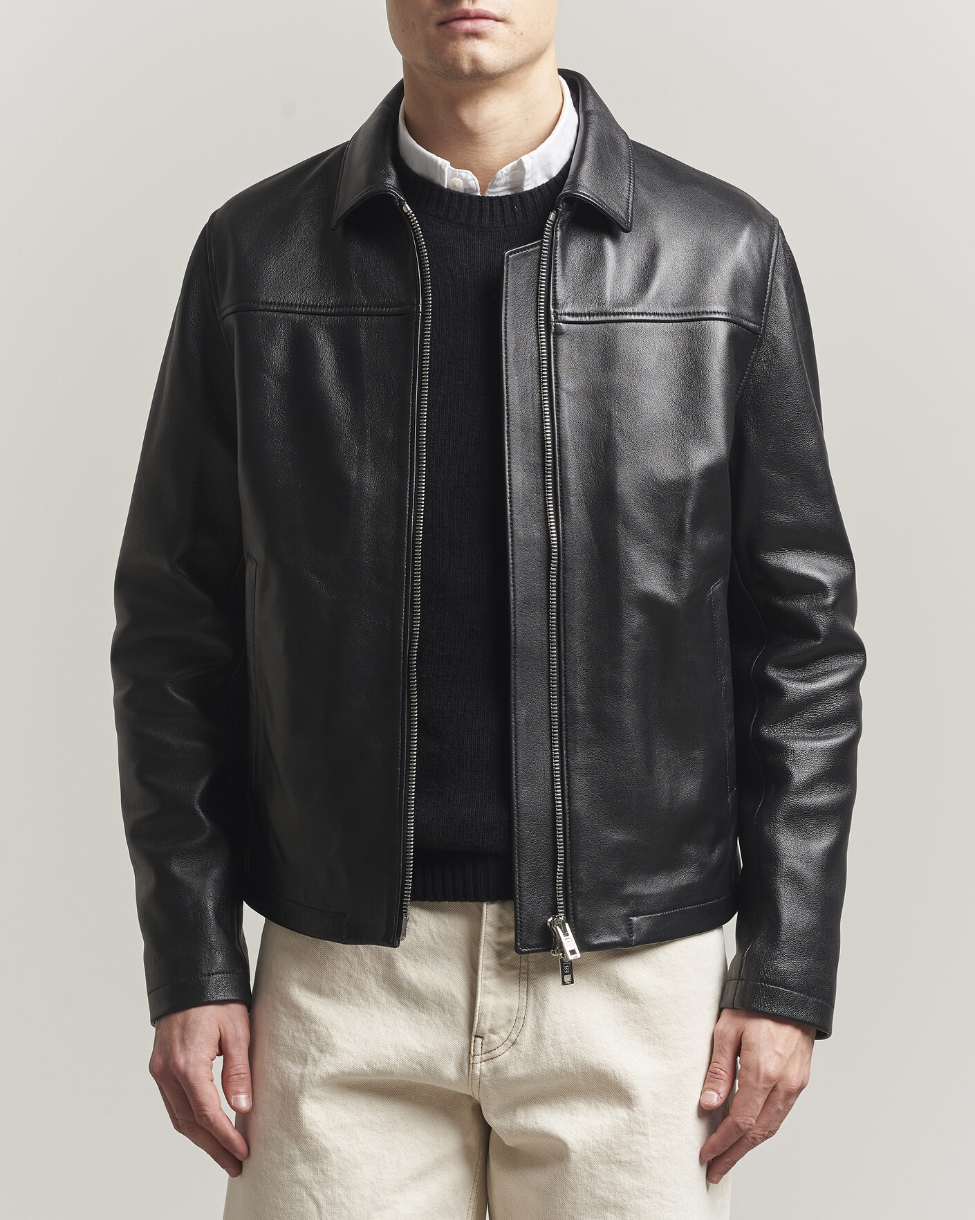 Uomini | Giacche | Filippa K | Leather Coach Jacket Black