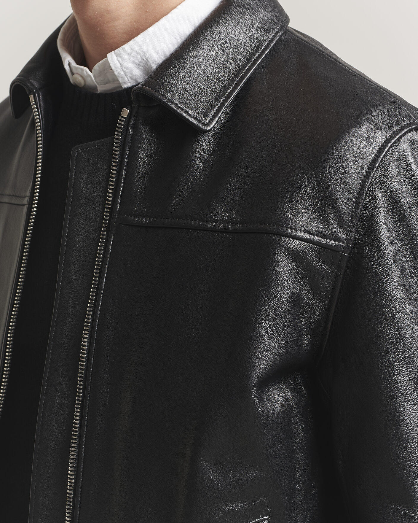 Uomini | Giacche | Filippa K | Leather Coach Jacket Black