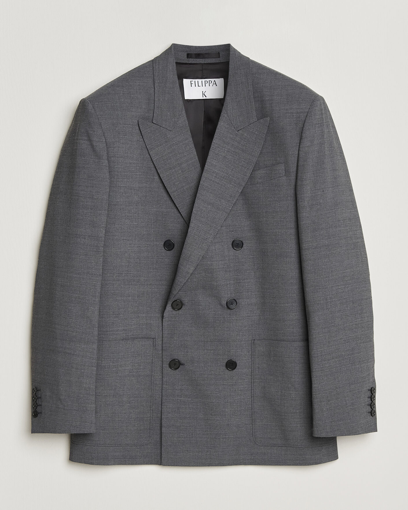 Uomini | Blazers | Filippa K | Michael Wool Pinstriped Double Breasted Blazer Mid Grey