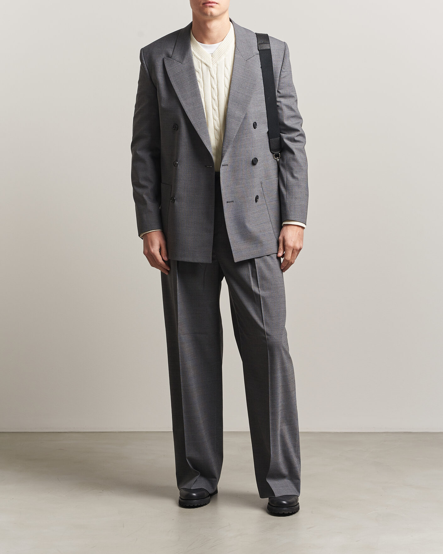 Uomini | Blazers | Filippa K | Michael Wool Pinstriped Double Breasted Blazer Mid Grey