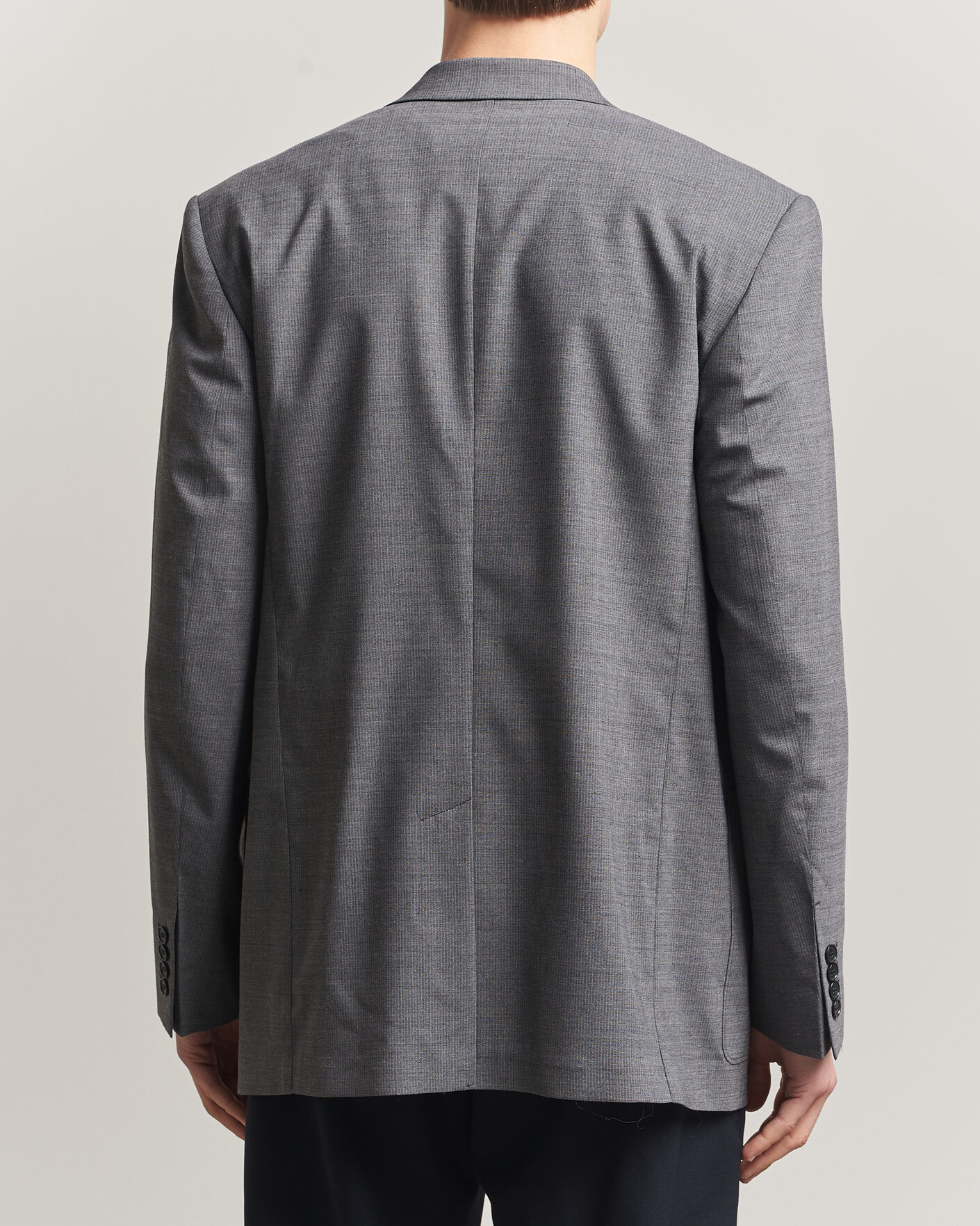 Uomini | Blazers | Filippa K | Michael Wool Pinstriped Double Breasted Blazer Mid Grey