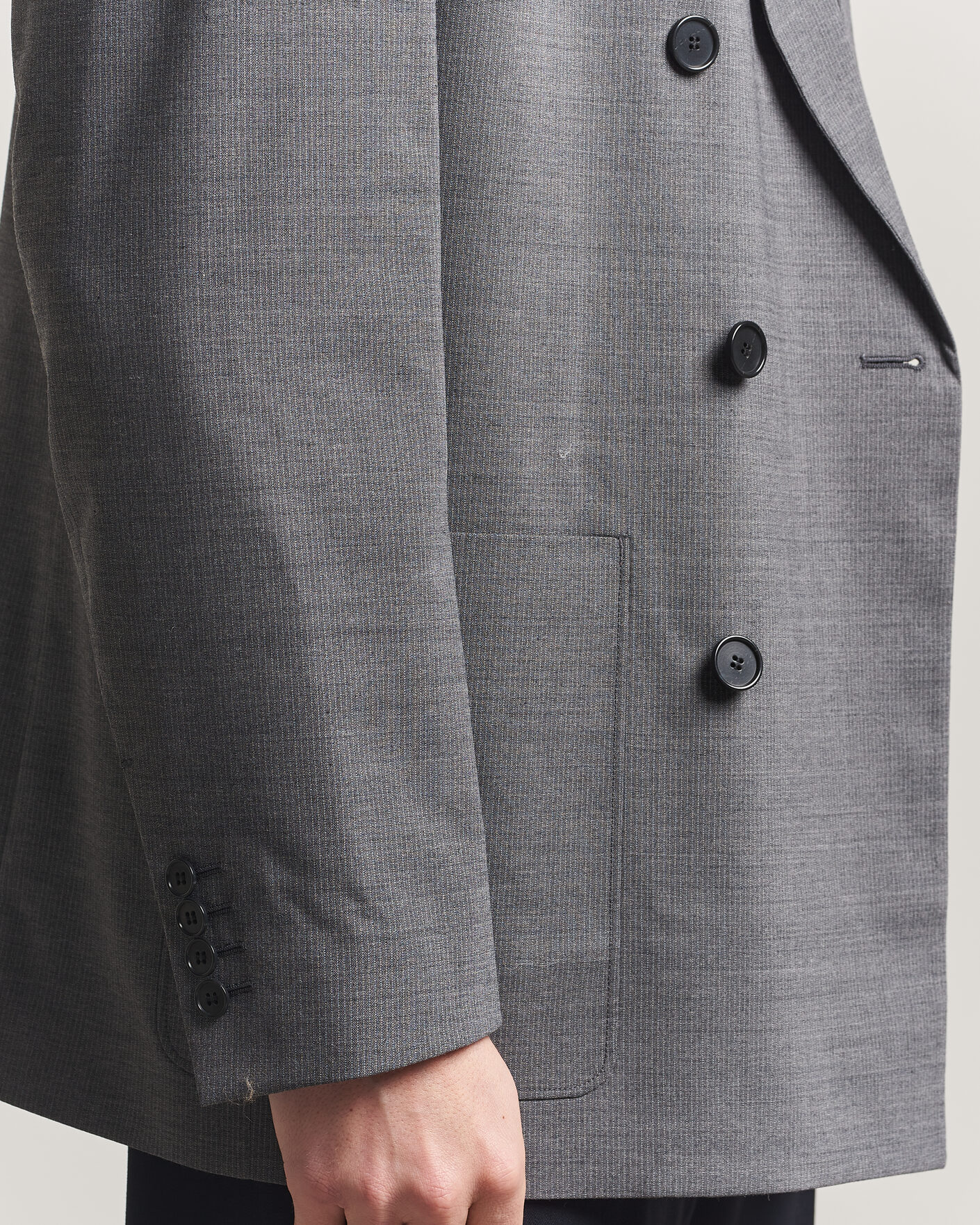 Uomini | Blazers | Filippa K | Michael Wool Pinstriped Double Breasted Blazer Mid Grey