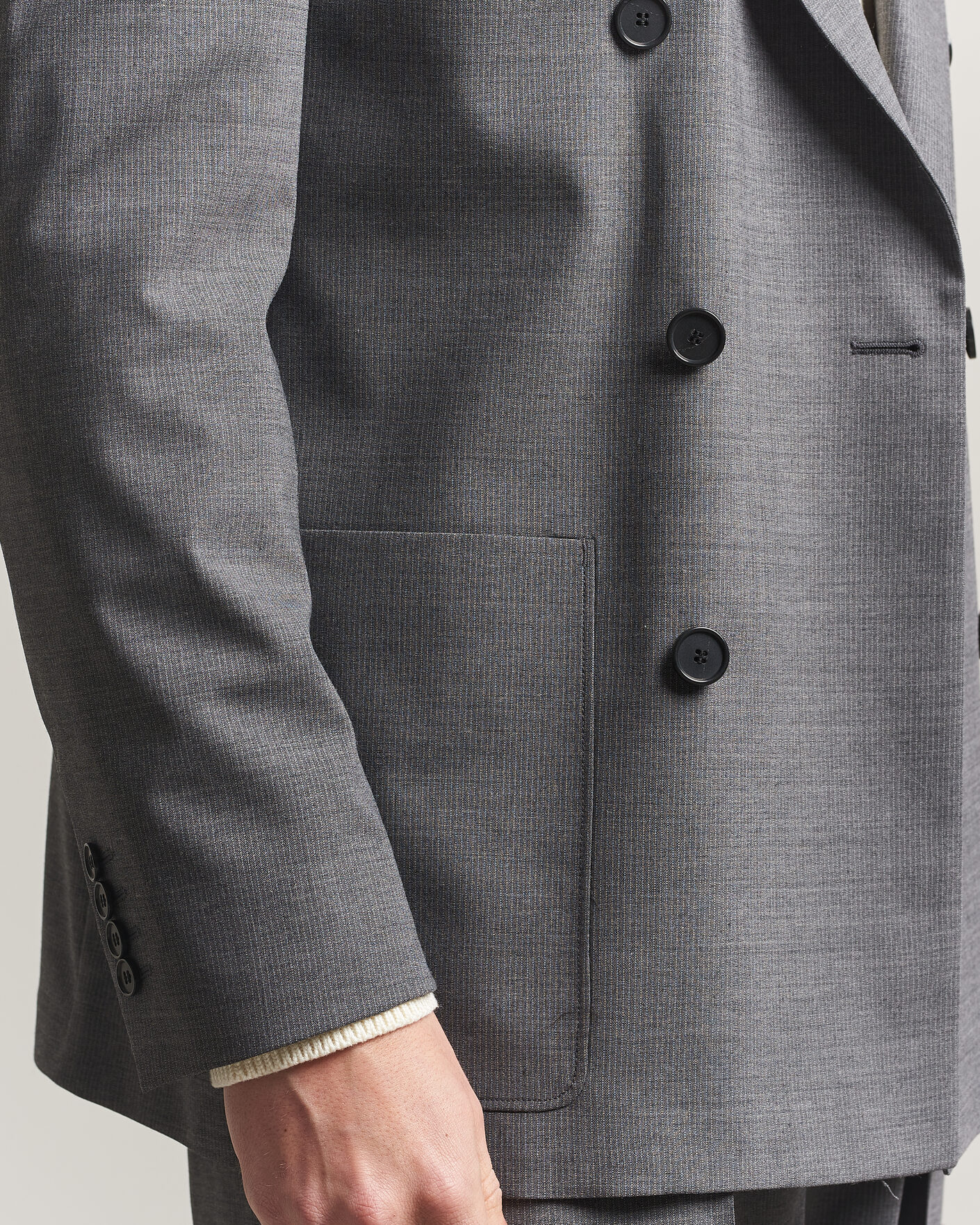 Uomini | Blazers | Filippa K | Michael Wool Pinstriped Double Breasted Blazer Mid Grey