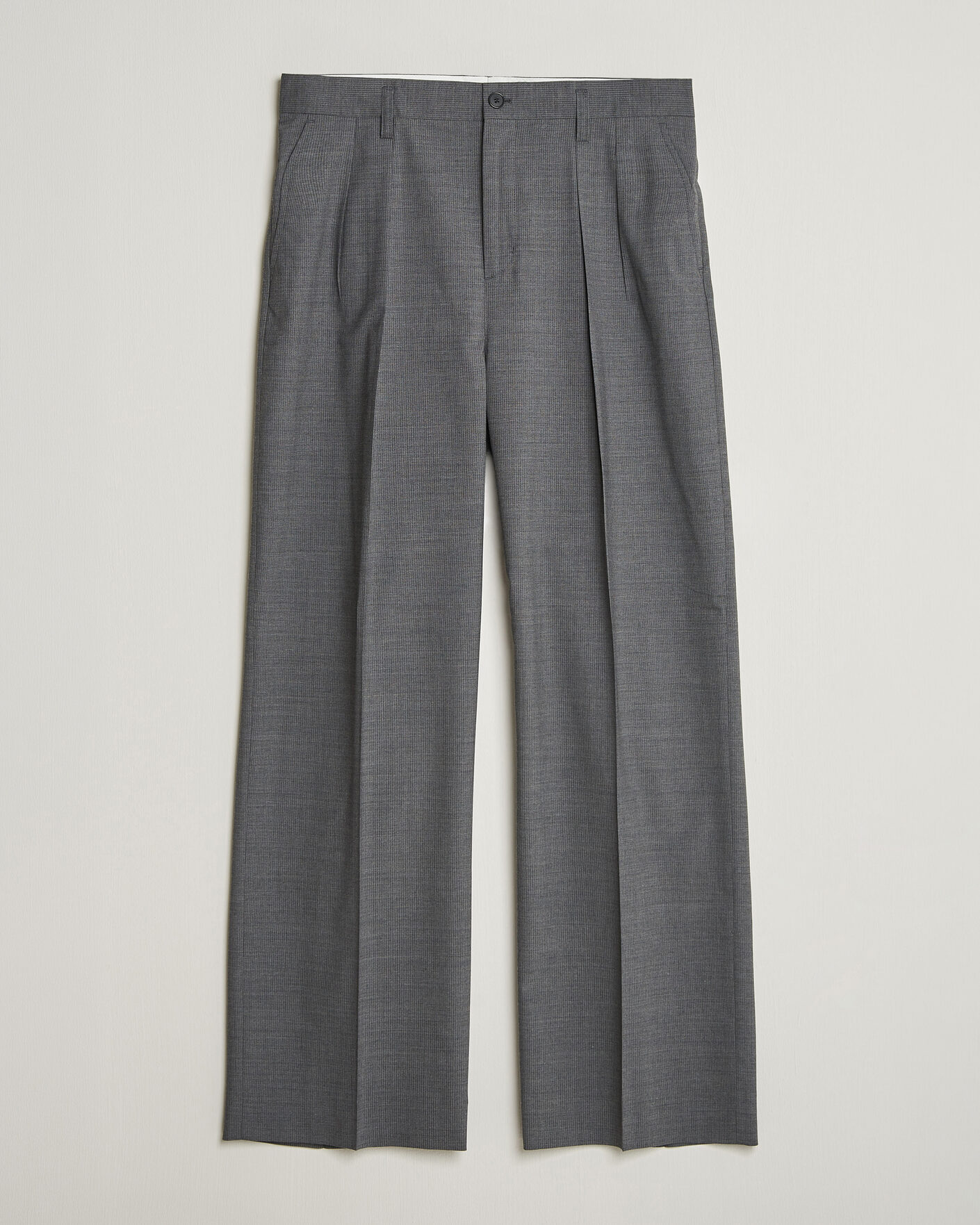 Uomini | Pantaloni | Filippa K | Milo Wide Wool Pinstriped Trousers Mid Grey