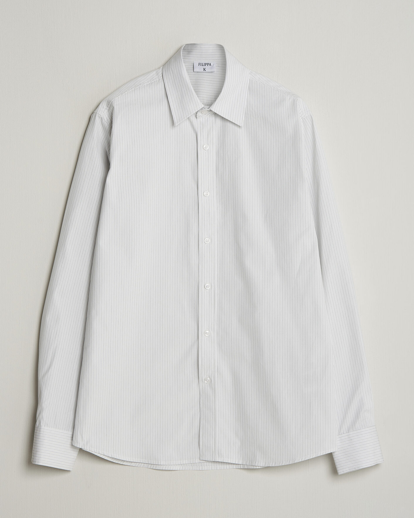 Uomini | Camicie | Filippa K | Cotton Poplin Striped Shirt White/Black
