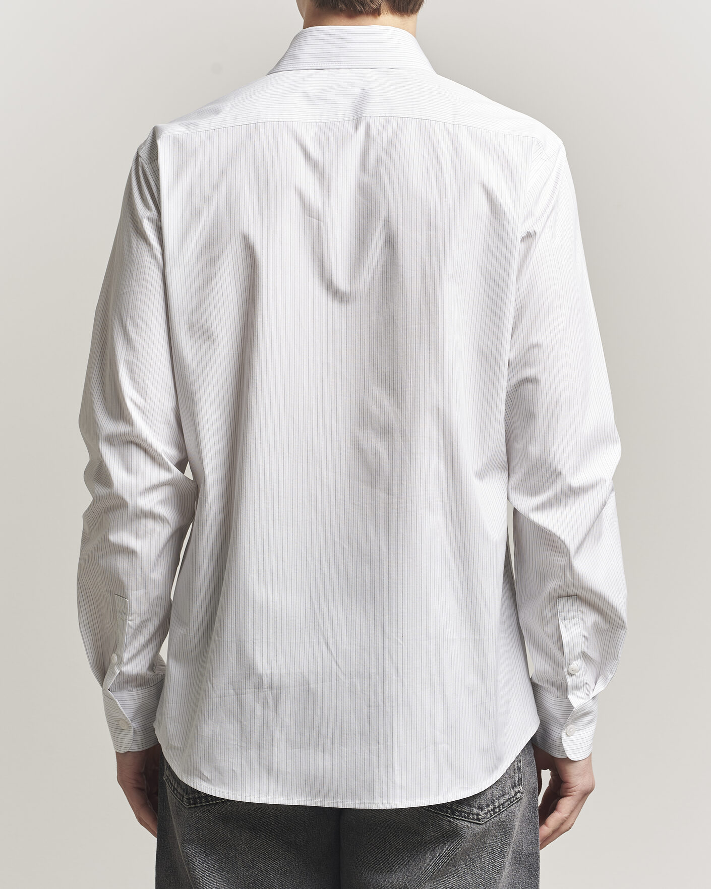 Uomini | Camicie | Filippa K | Cotton Poplin Striped Shirt White/Black