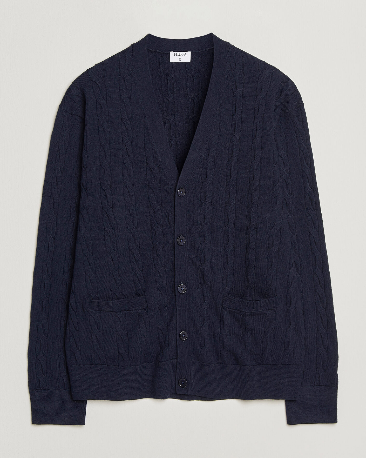 Uomini | Maglieria | Filippa K | Cotton/Merino Cable Cardigan Navy