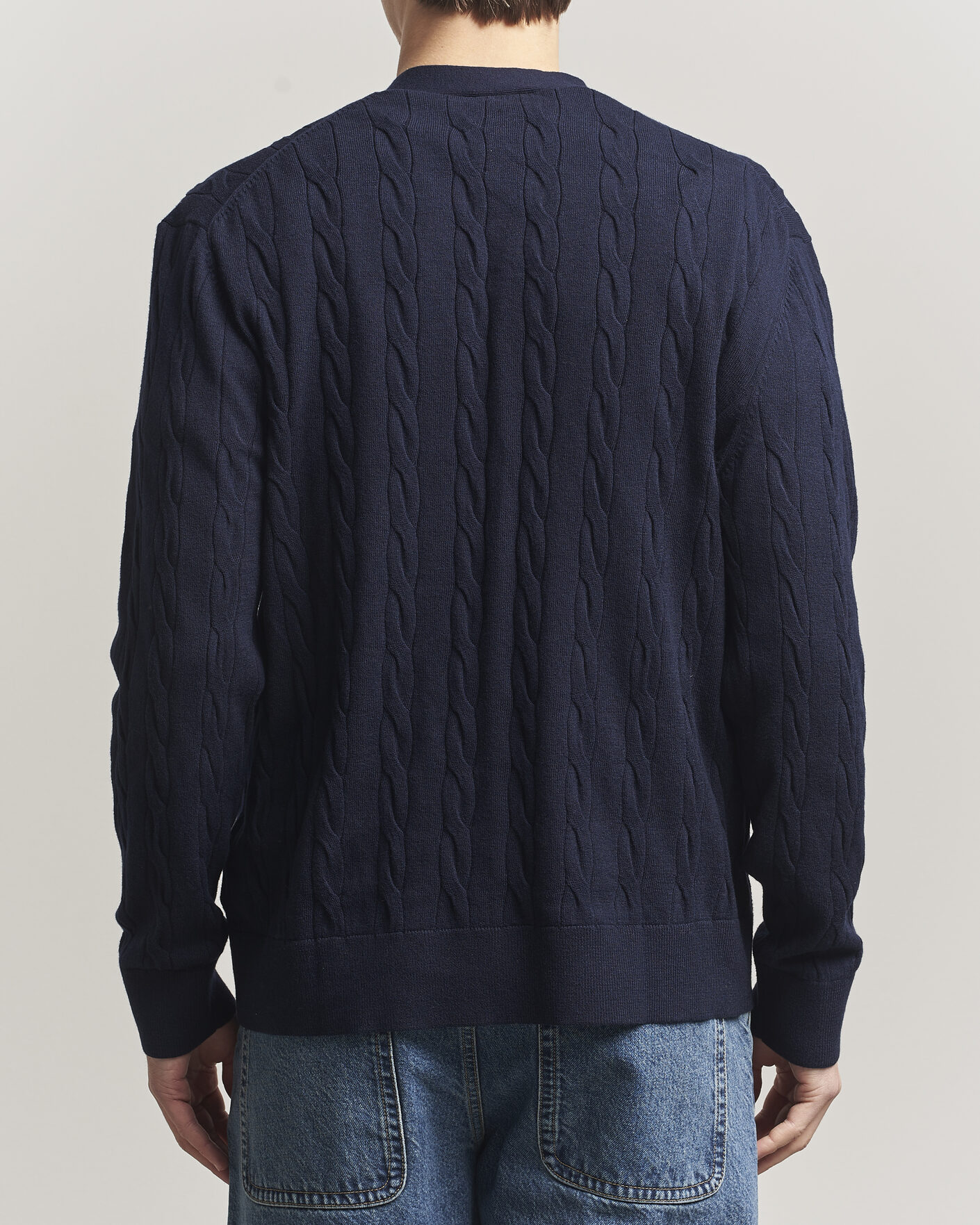 Uomini | Maglieria | Filippa K | Cotton/Merino Cable Cardigan Navy