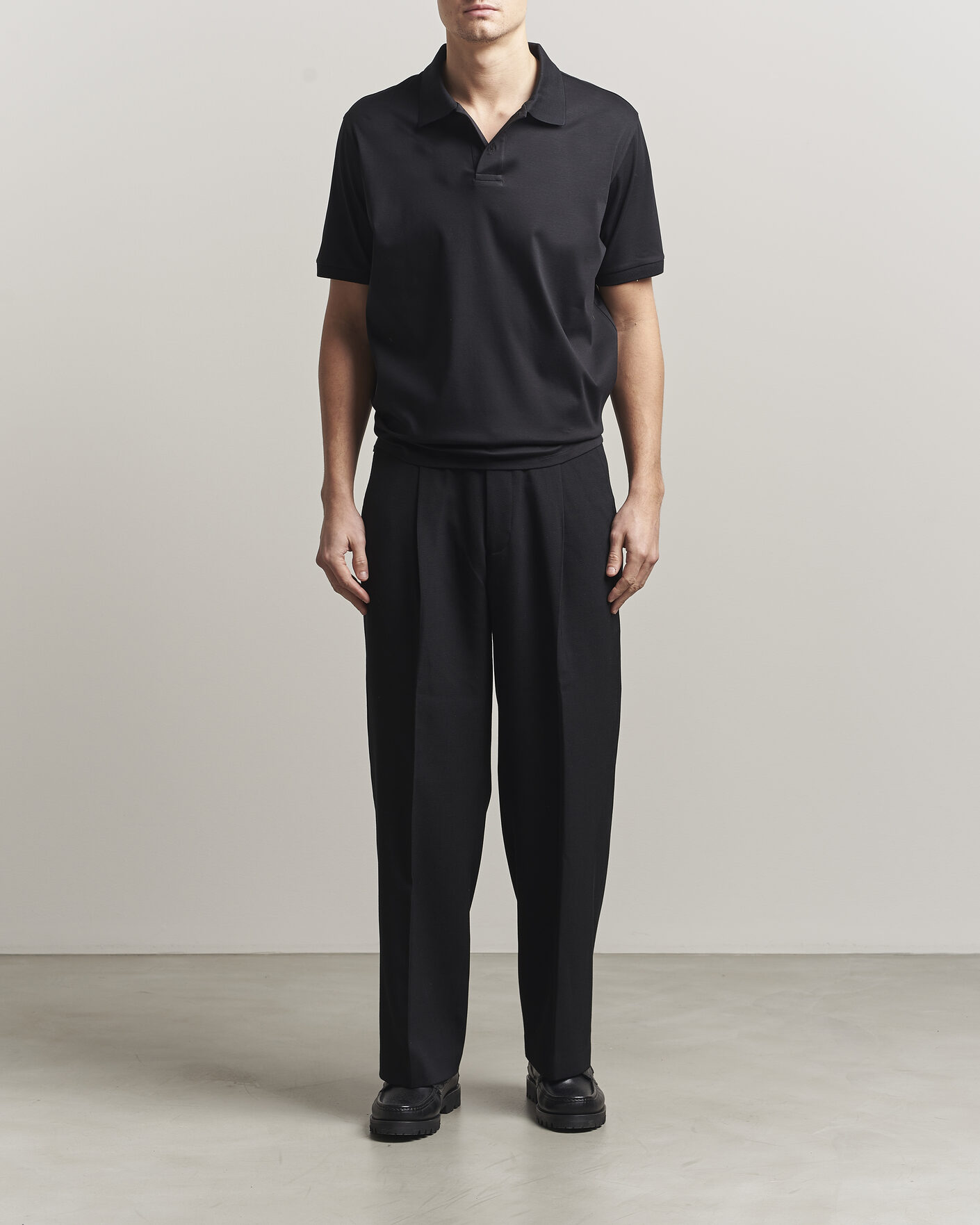 Uomini | Polo | Filippa K | Technical Cotton Polo Black