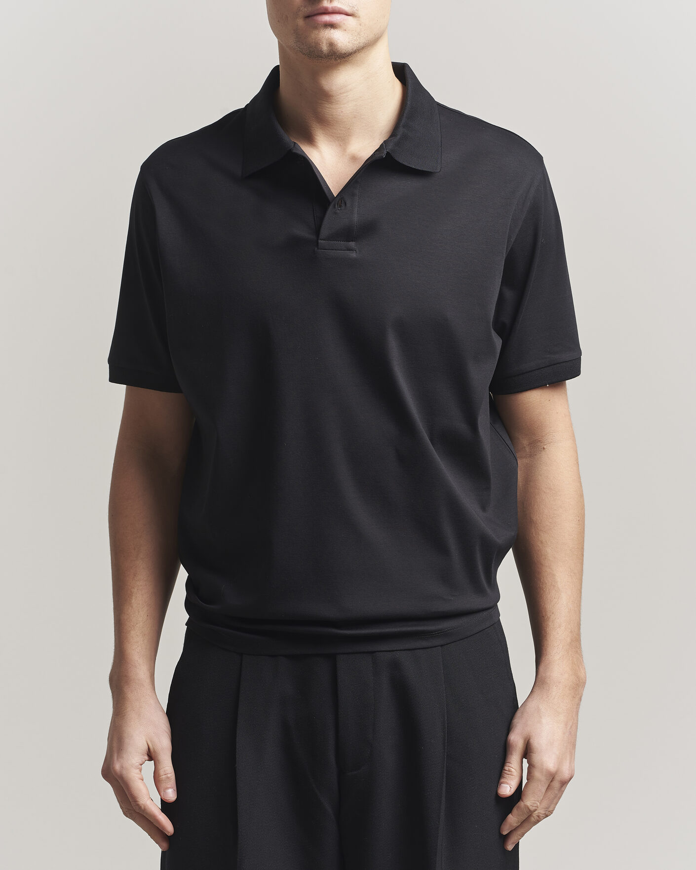 Uomini | Polo | Filippa K | Technical Cotton Polo Black