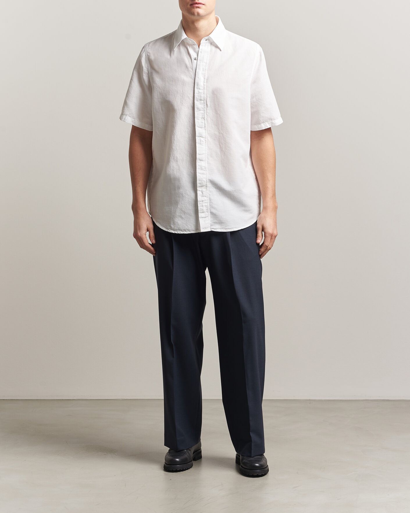 Uomini | Camicie | Filippa K | Cotton/Linen Short Sleeve Shirt White