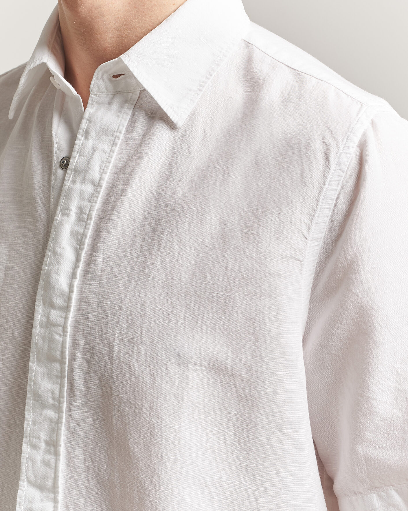 Uomini | Camicie | Filippa K | Cotton/Linen Short Sleeve Shirt White