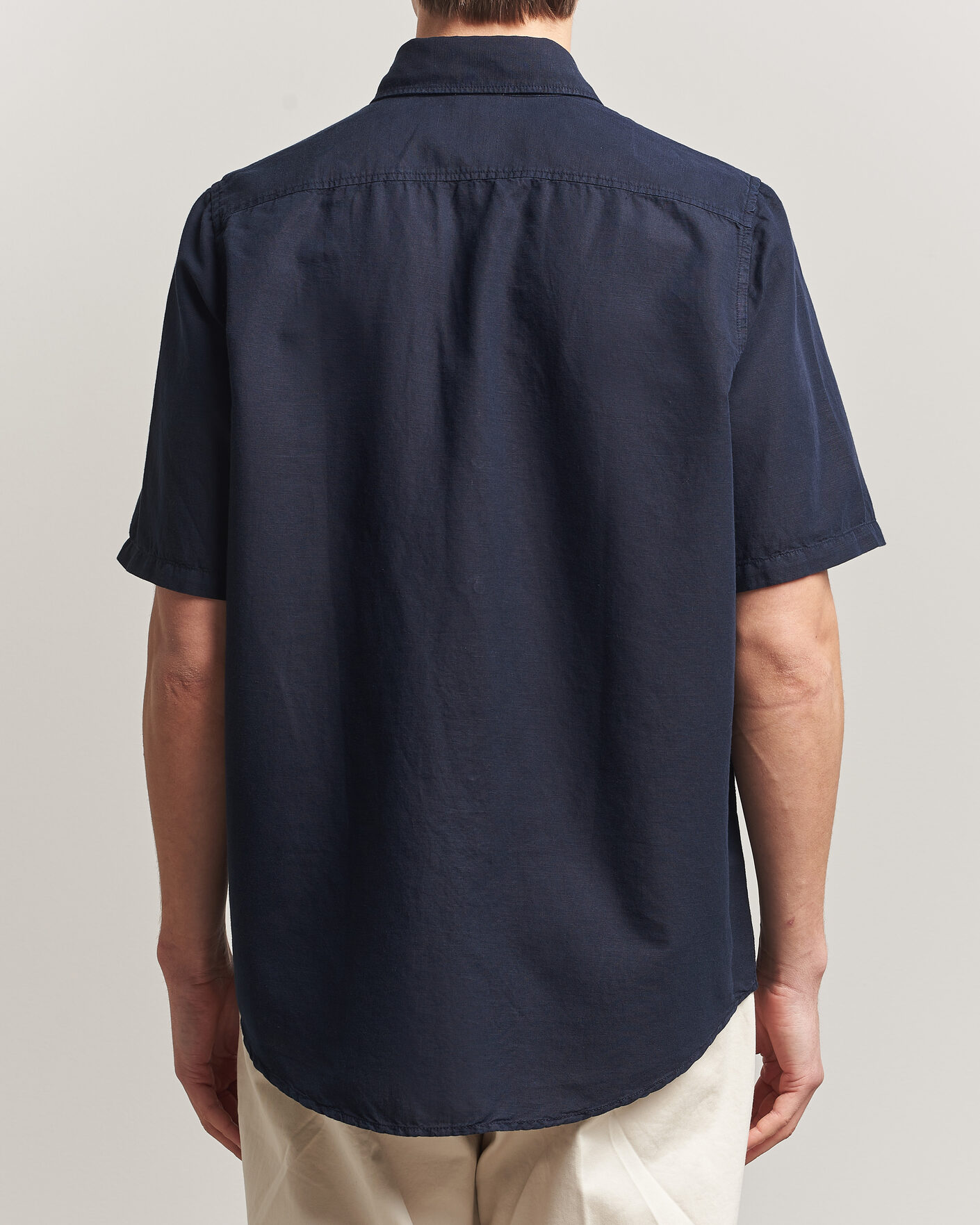 Uomini | Camicie | Filippa K | Cotton/Linen Short Sleeve Shirt Navy