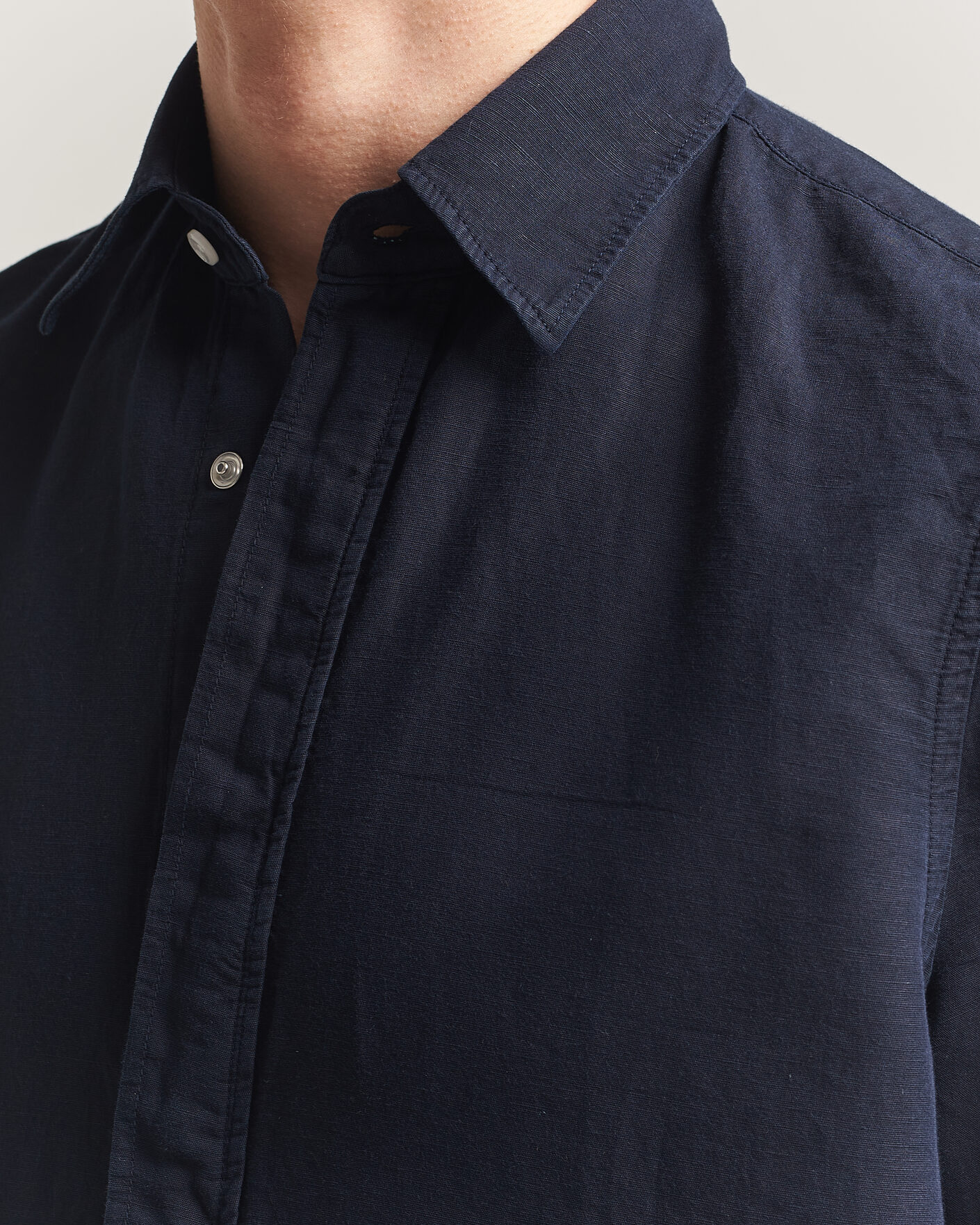 Uomini | Camicie | Filippa K | Cotton/Linen Short Sleeve Shirt Navy