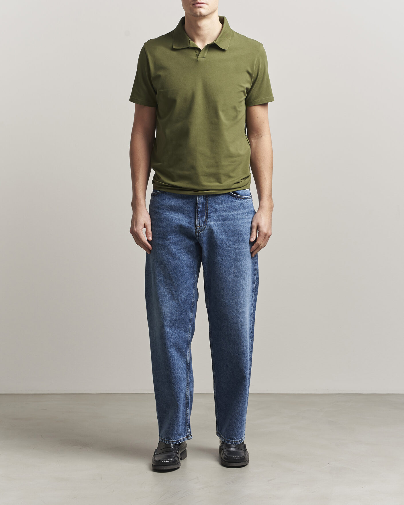 Uomini | Polo | Filippa K | Soft Lycra Polo T-Shirt Laurel Green