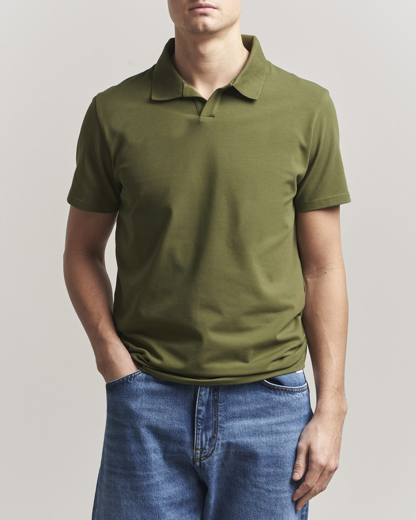 Uomini | Polo | Filippa K | Soft Lycra Polo T-Shirt Laurel Green