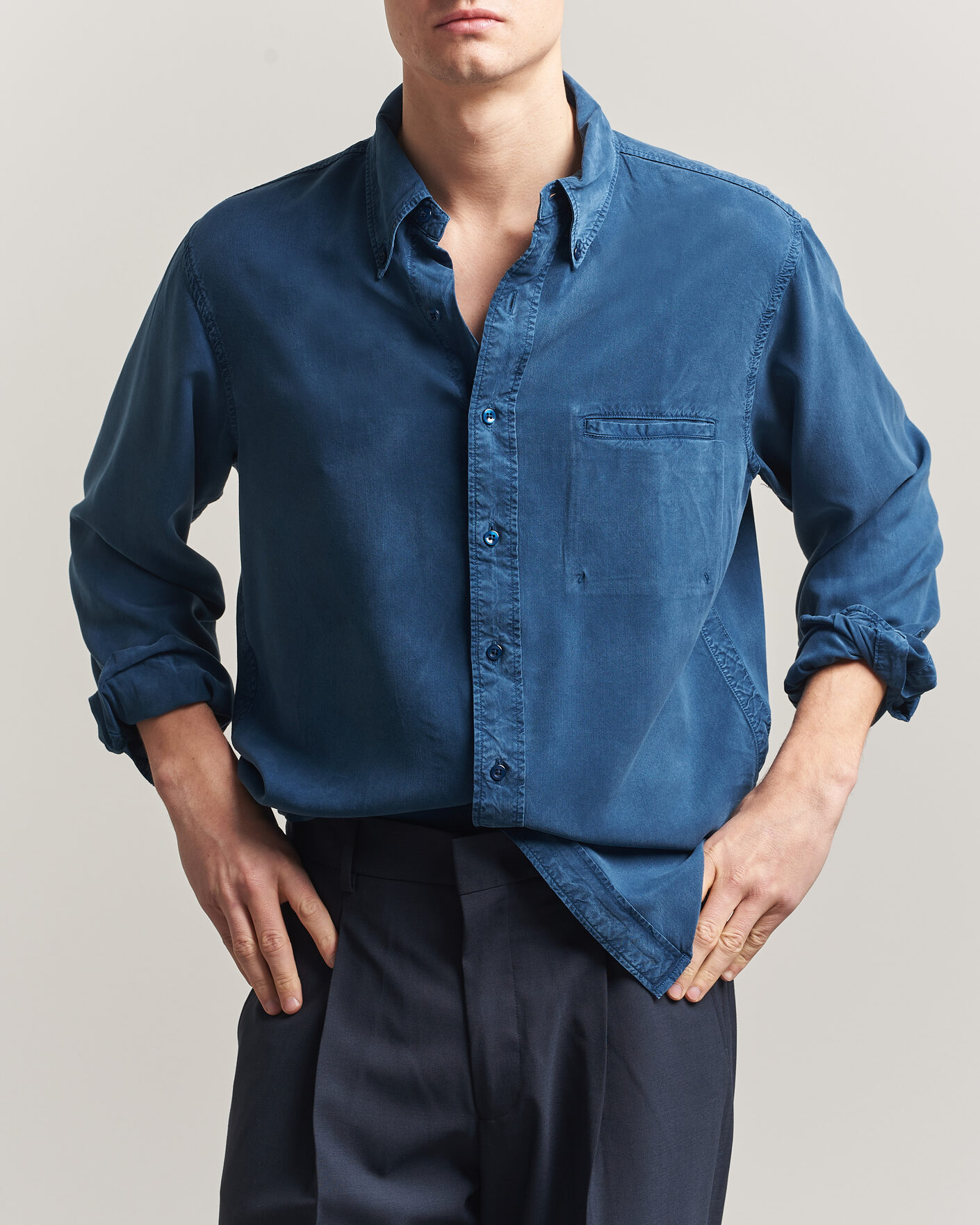 Uomini | Camicie | Filippa K | Zack Lyocell Shirt Night Teal