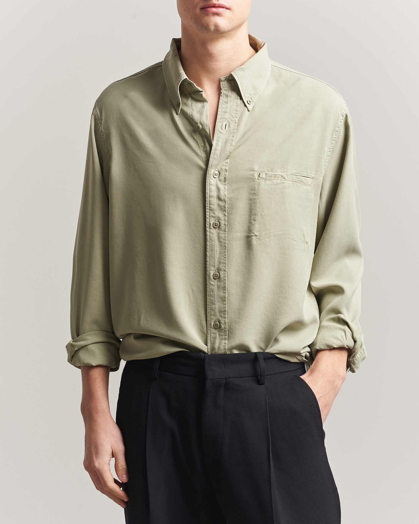 Uomini | Camicie | Filippa K | Zack Lyocell Shirt Light Green