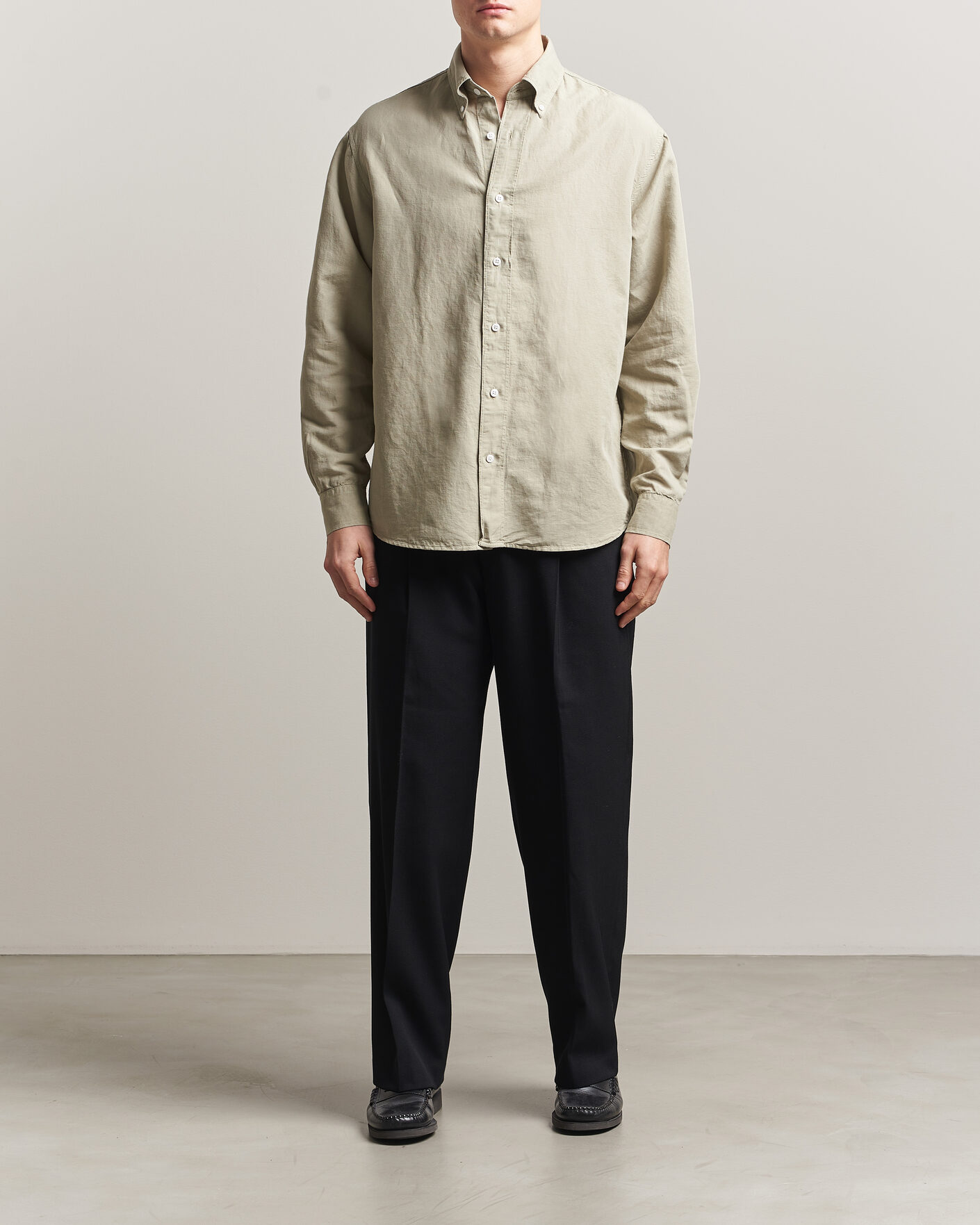 Uomini | Camicie | Filippa K | Relaxed Cotton/Linen Shirt Light Green