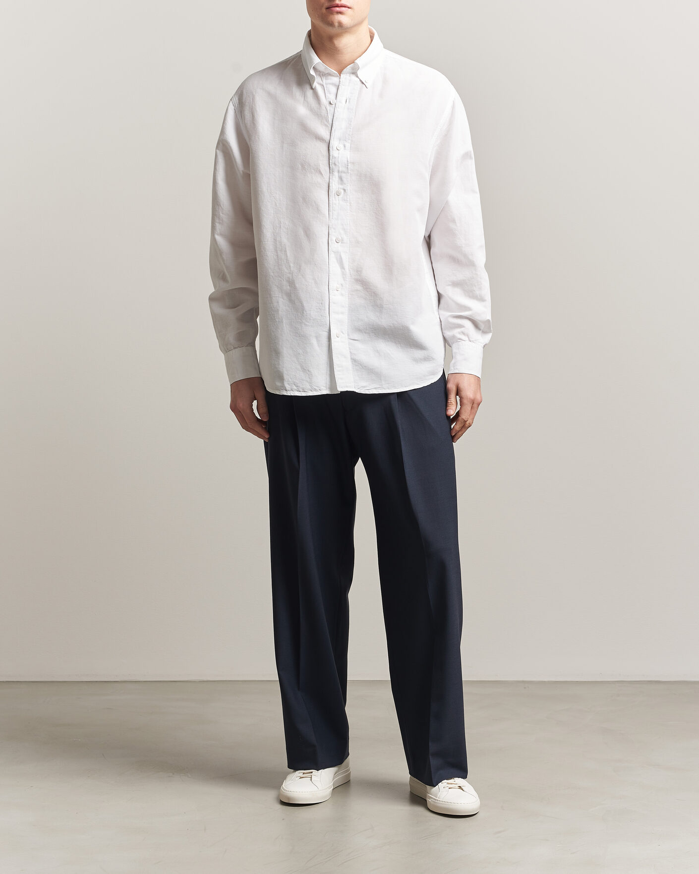 Uomini | Camicie | Filippa K | Relaxed Cotton/Linen Shirt White