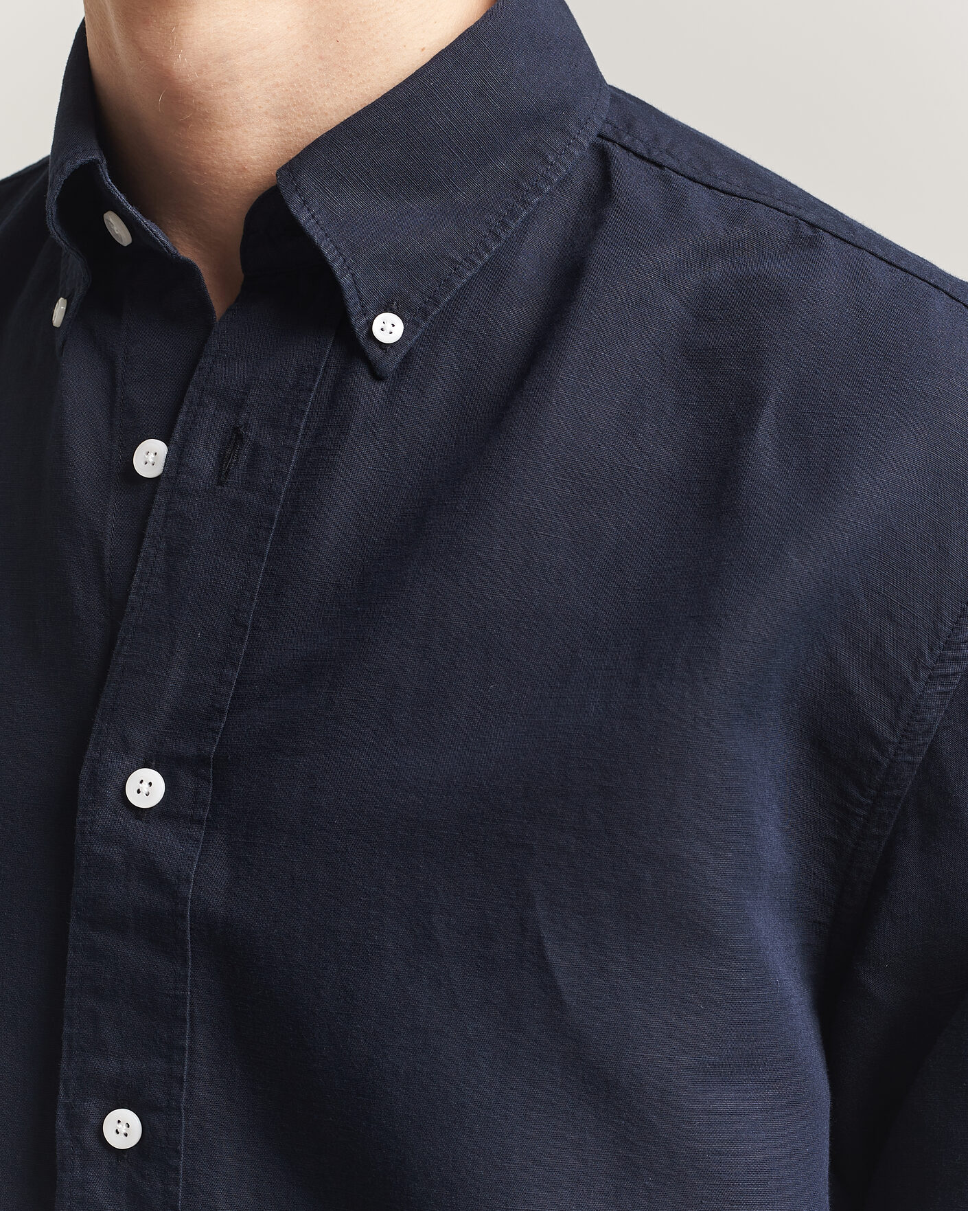 Uomini | Camicie | Filippa K | Relaxed Cotton/Linen Shirt Navy