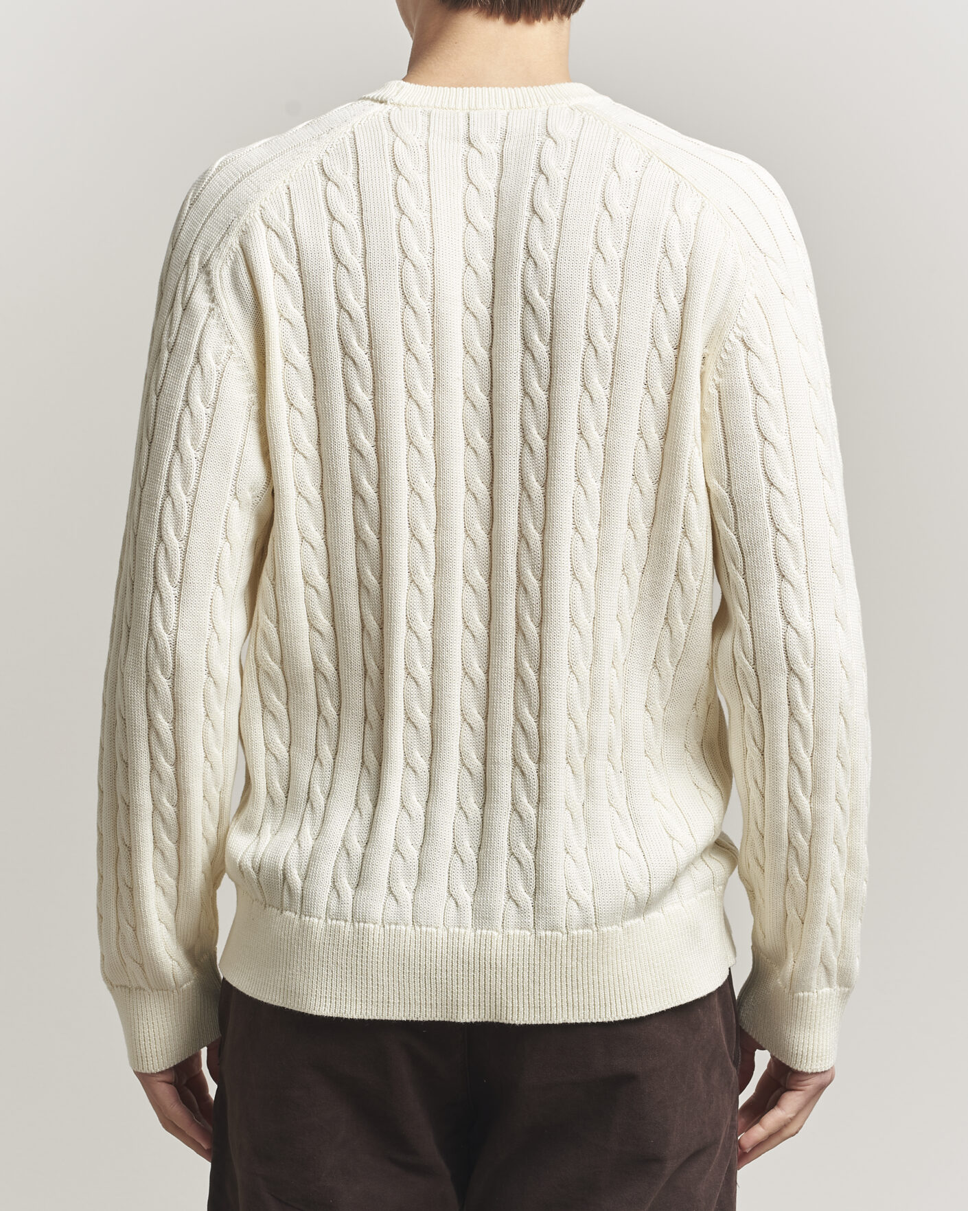 Uomini | Maglieria | Filippa K | Cotton Cable Crew Neck Sweater Calico White
