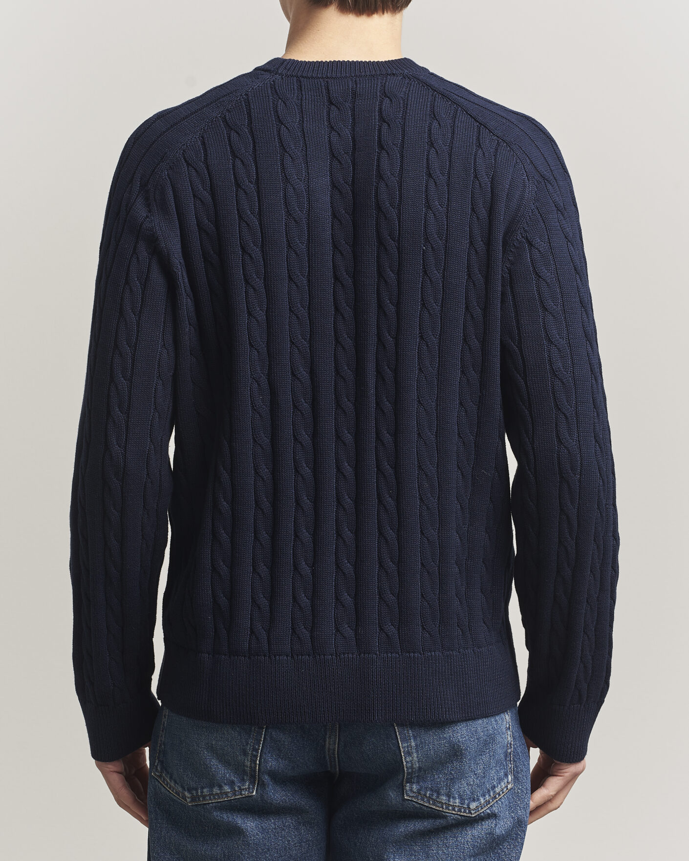 Uomini | Maglieria | Filippa K | Cotton Cable Crew Neck Sweater Navy