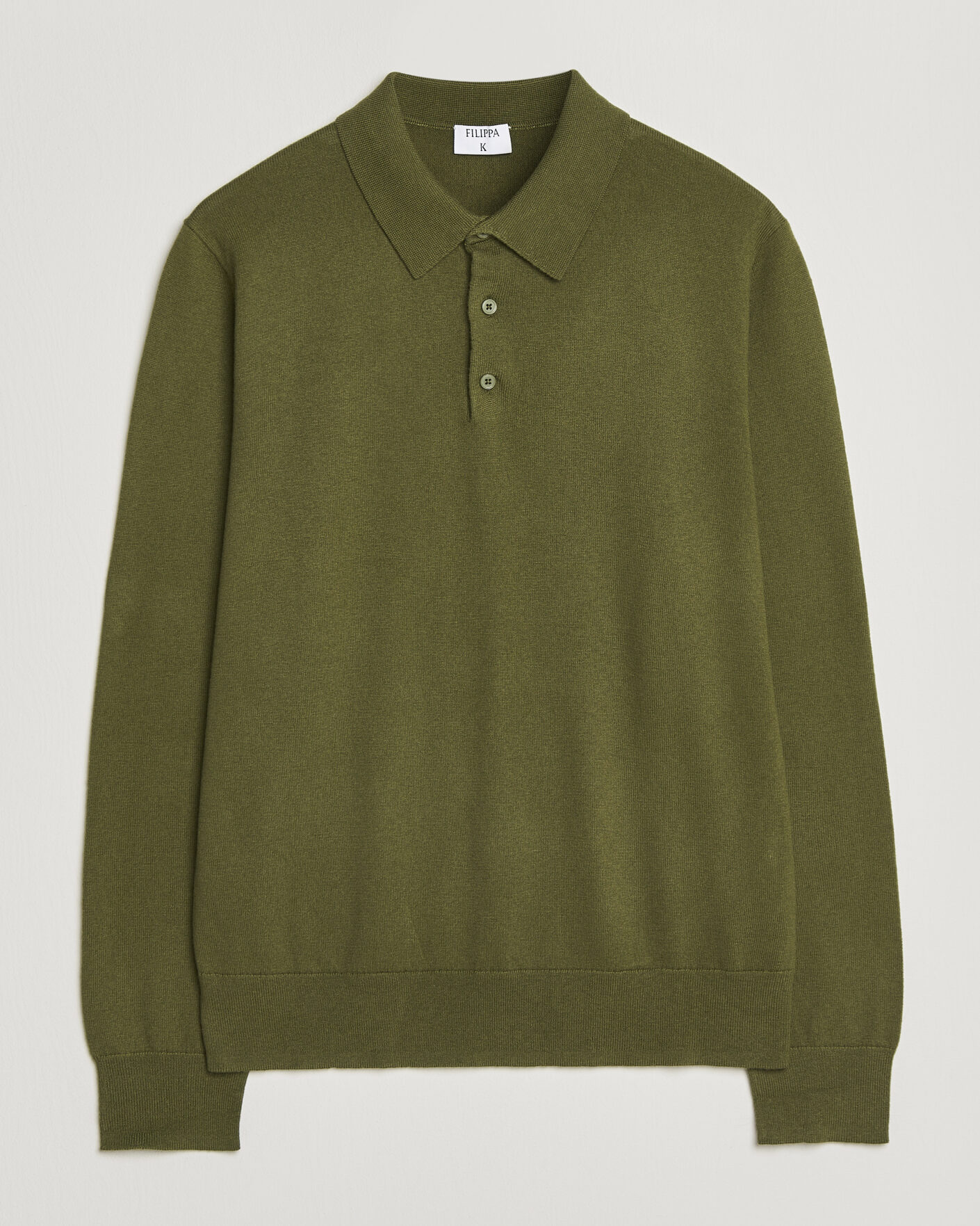 Uomini | Maglieria | Filippa K | Knitted Polo Shirt Laurel Green