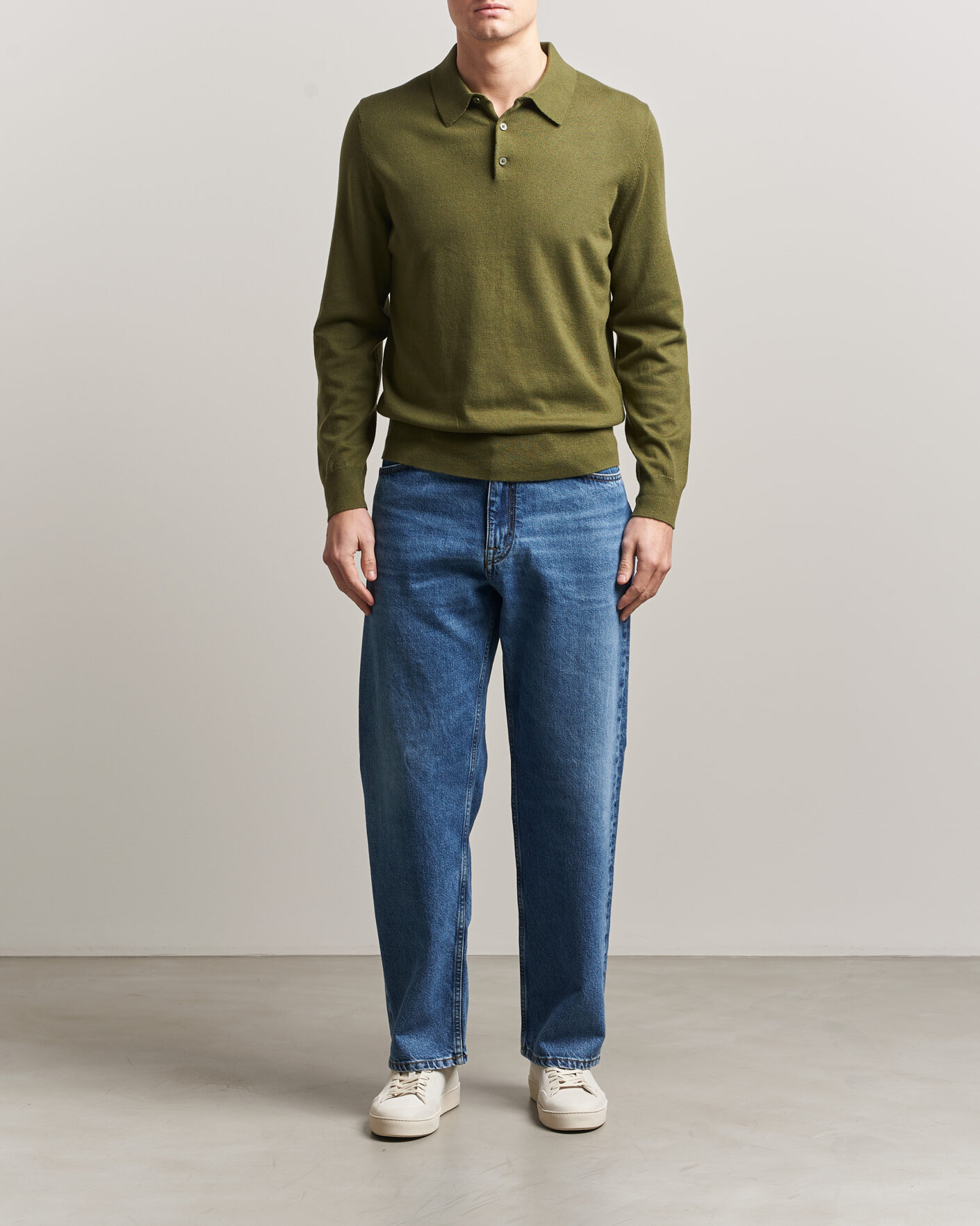 Uomini | Maglieria | Filippa K | Knitted Polo Shirt Laurel Green