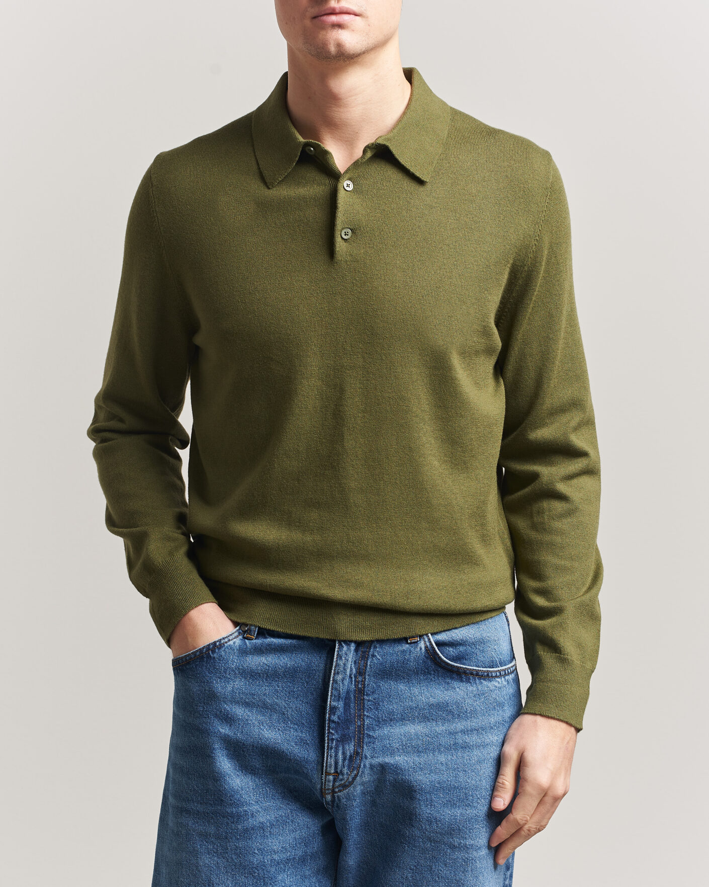 Uomini | Maglieria | Filippa K | Knitted Polo Shirt Laurel Green