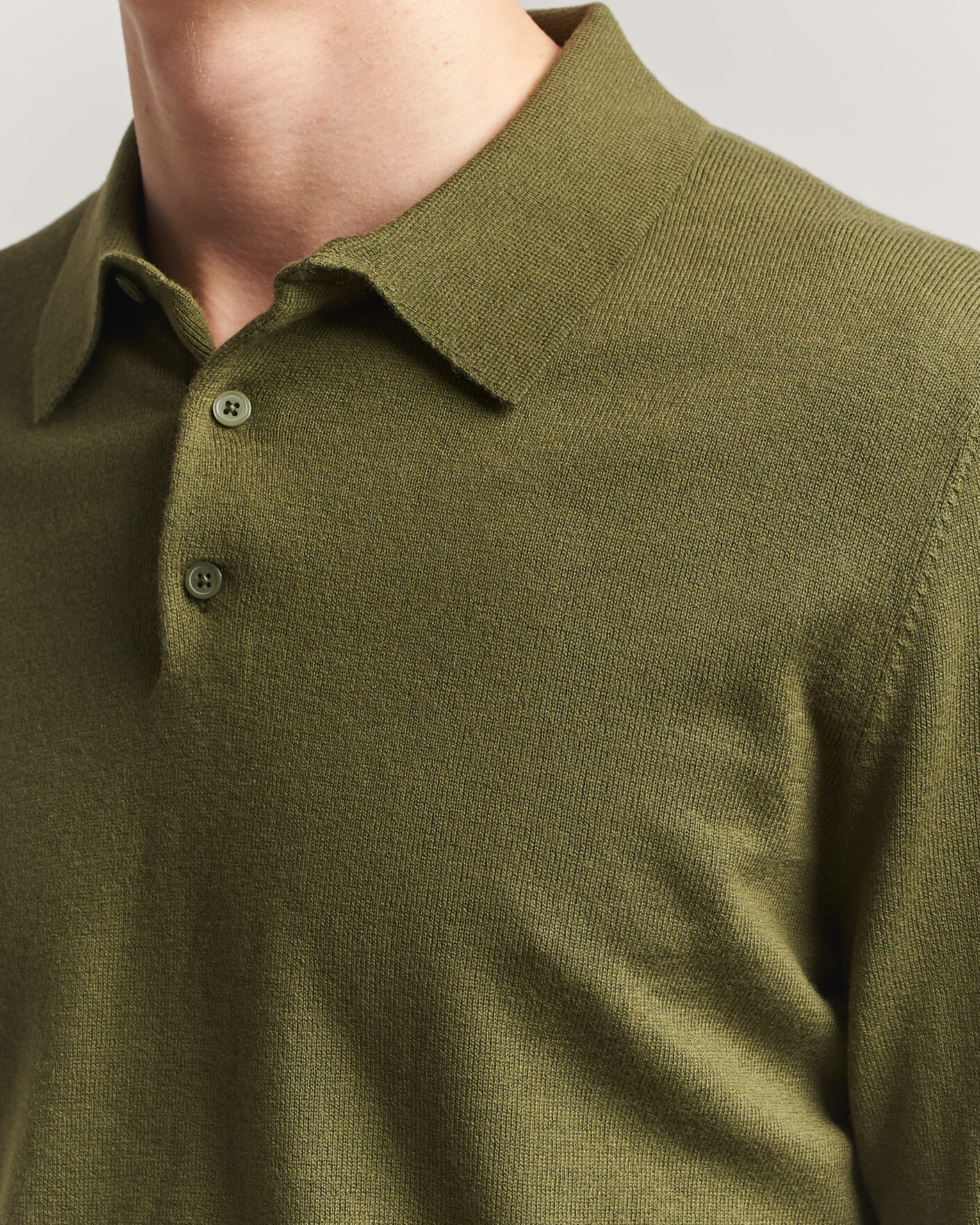 Uomini | Maglieria | Filippa K | Knitted Polo Shirt Laurel Green
