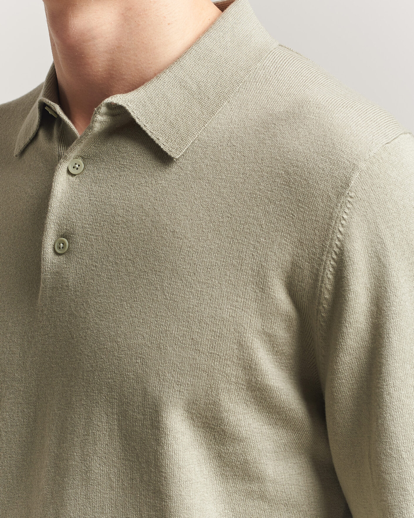 Uomini | Maglieria | Filippa K | Knitted Polo Shirt Light Green