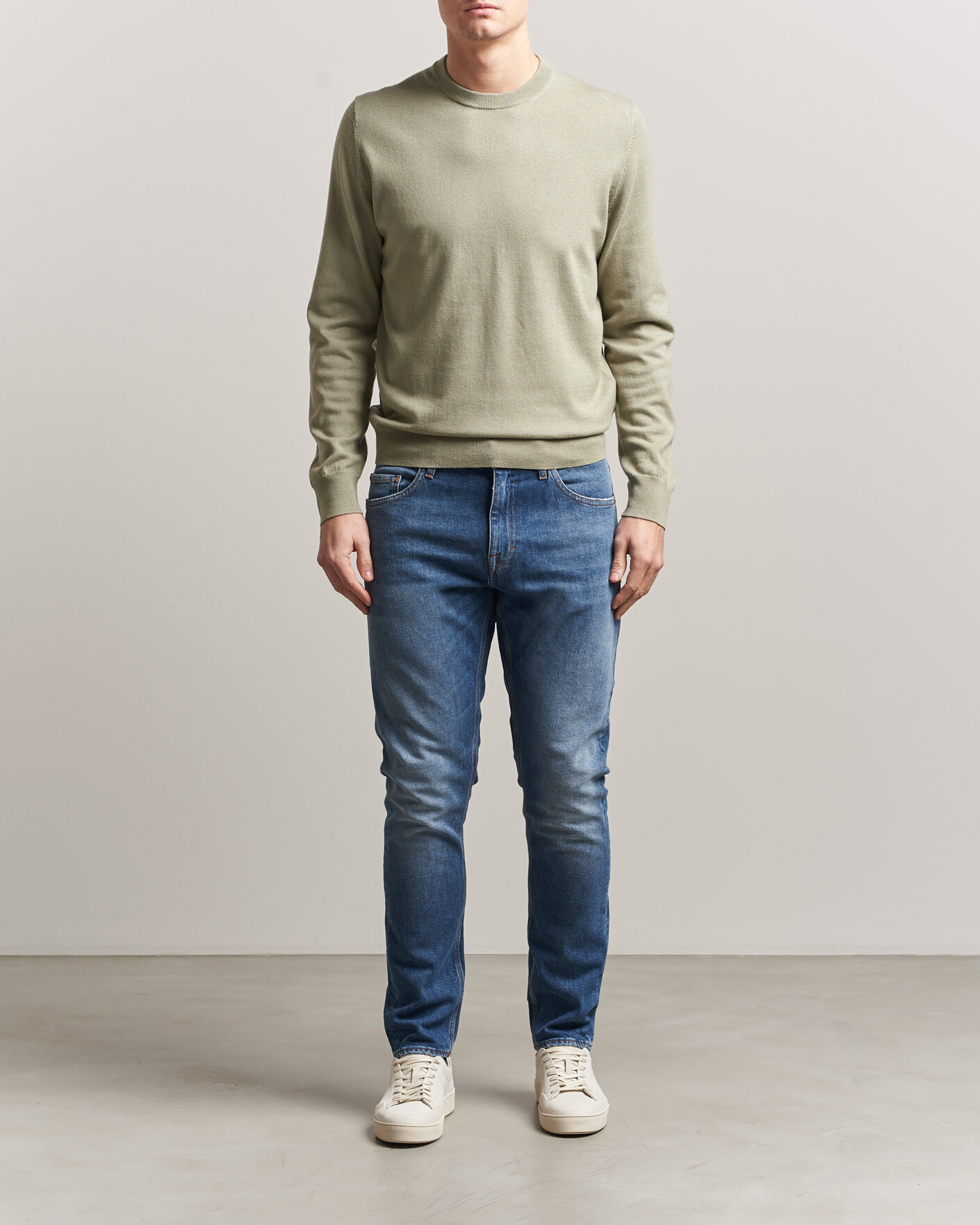 Uomini | Maglieria | Filippa K | Cotton Merino Knitted Sweater Light Green