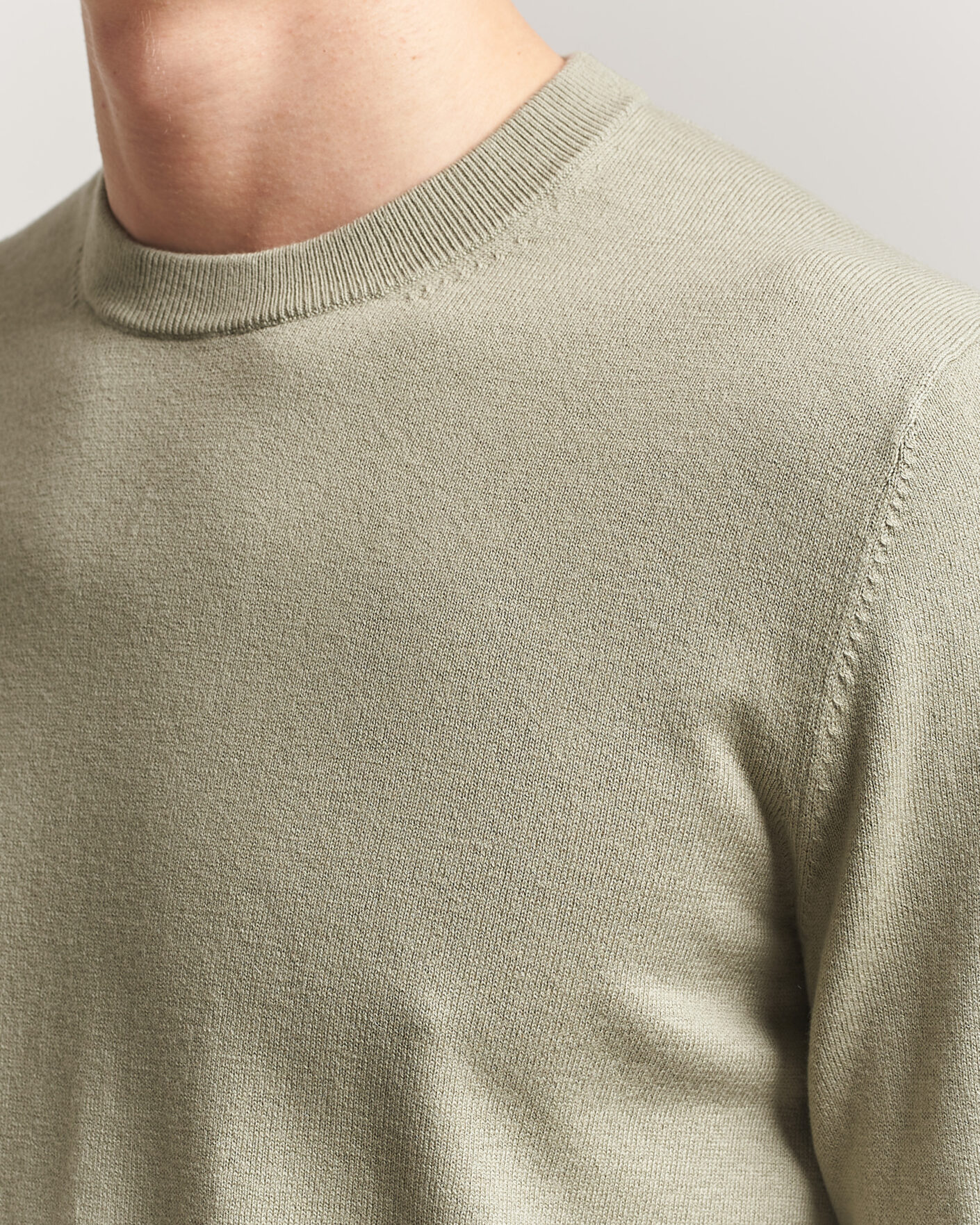 Uomini | Maglieria | Filippa K | Cotton Merino Knitted Sweater Light Green