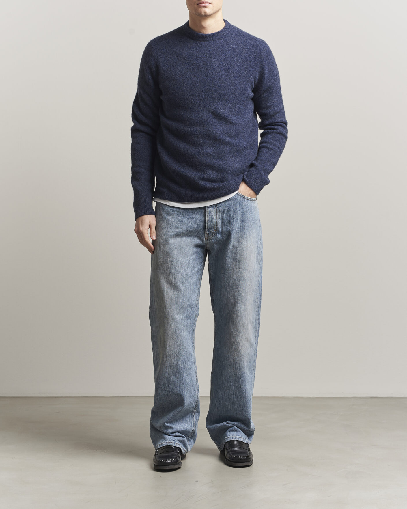 Uomini | Maglieria | Filippa K | Yak Knitted Sweater Night Teal