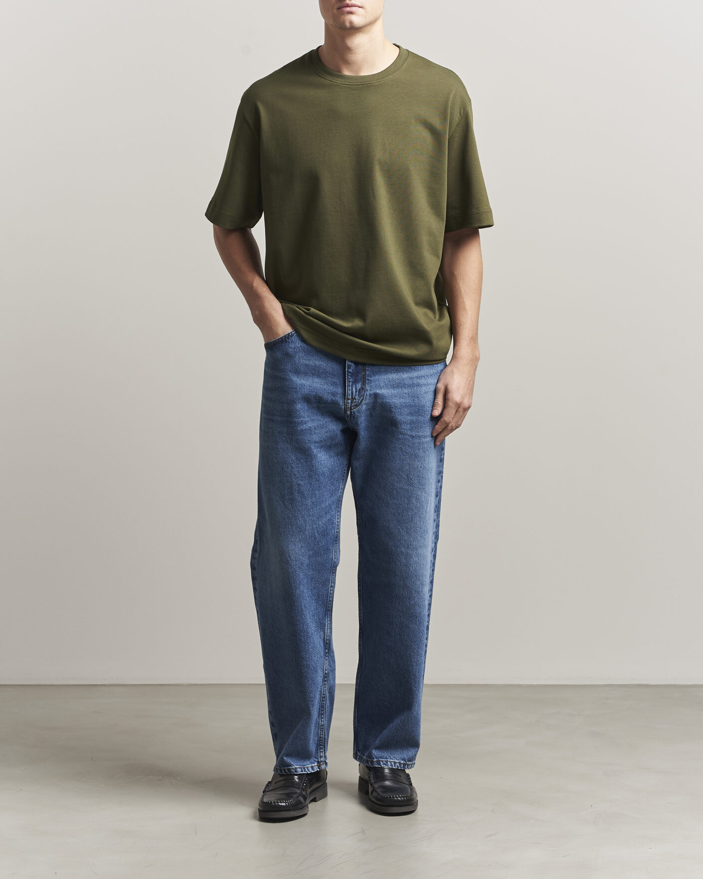 Uomini | T-shirt | Filippa K | Heavy Cotton Crew Neck T-Shirt Midnight Green