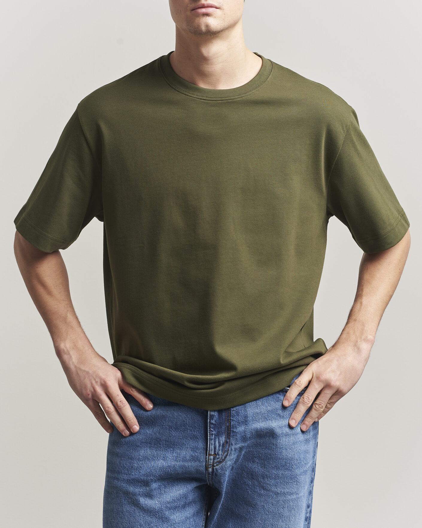 Uomini | T-shirt | Filippa K | Heavy Cotton Crew Neck T-Shirt Midnight Green