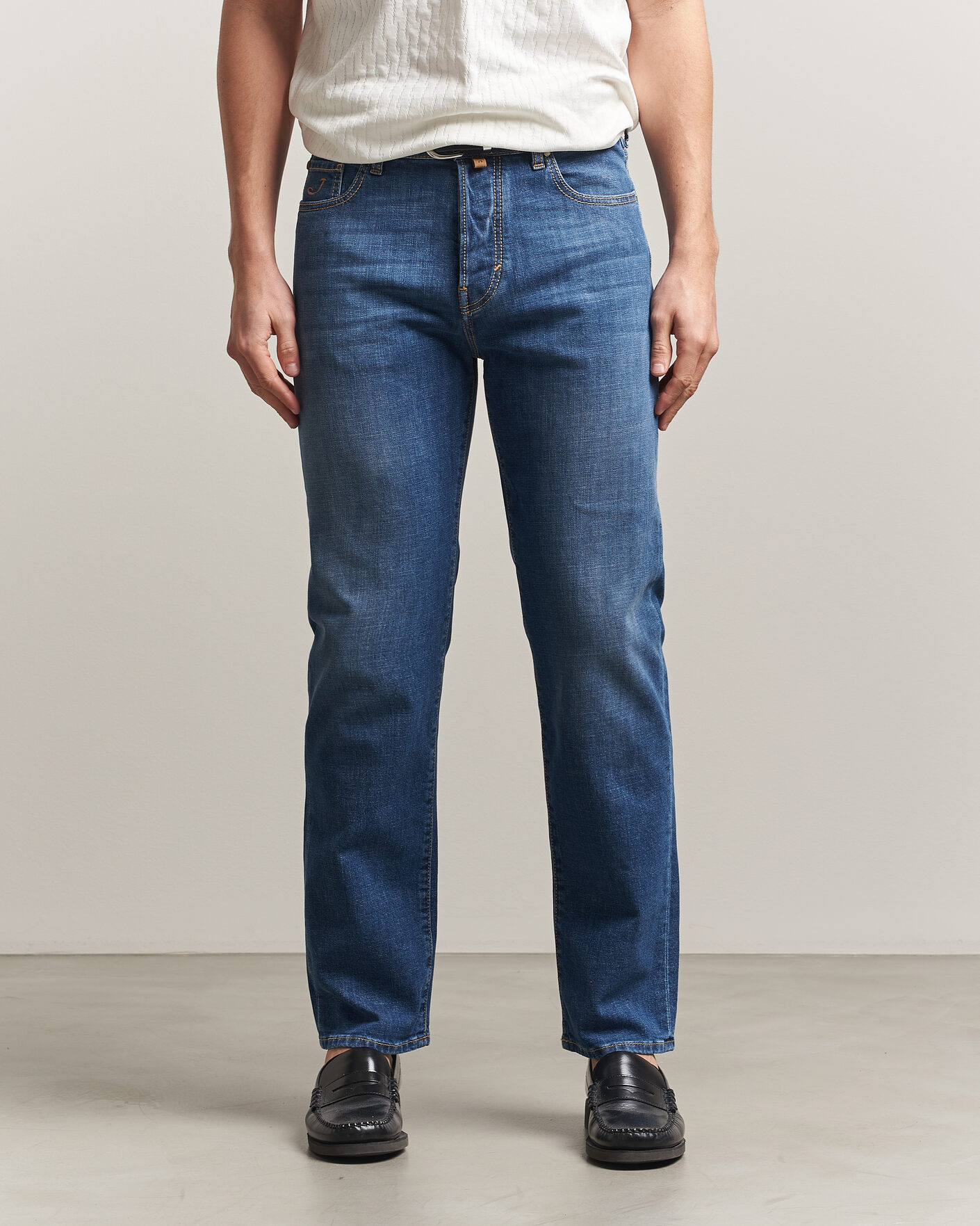 Uomini | Pantaloni | Jacob Cohën | Edos Regular Straight Fit Stretch Jeans Mid Blue