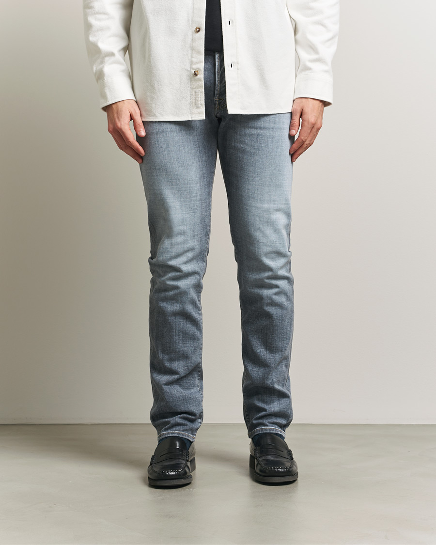 Uomini | Jeans | Jacob Cohën | Bard Slim Fit Stretch Jeans Light Grey