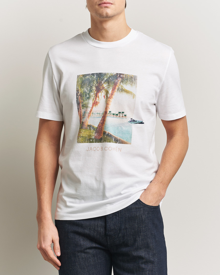 Uomini | T-shirt | Jacob Cohën | Cotton Logo T-Shirt White