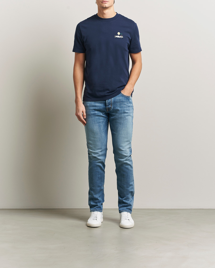 Uomini | T-shirt | Jacob Cohën | Cotton Logo T-Shirt Navy