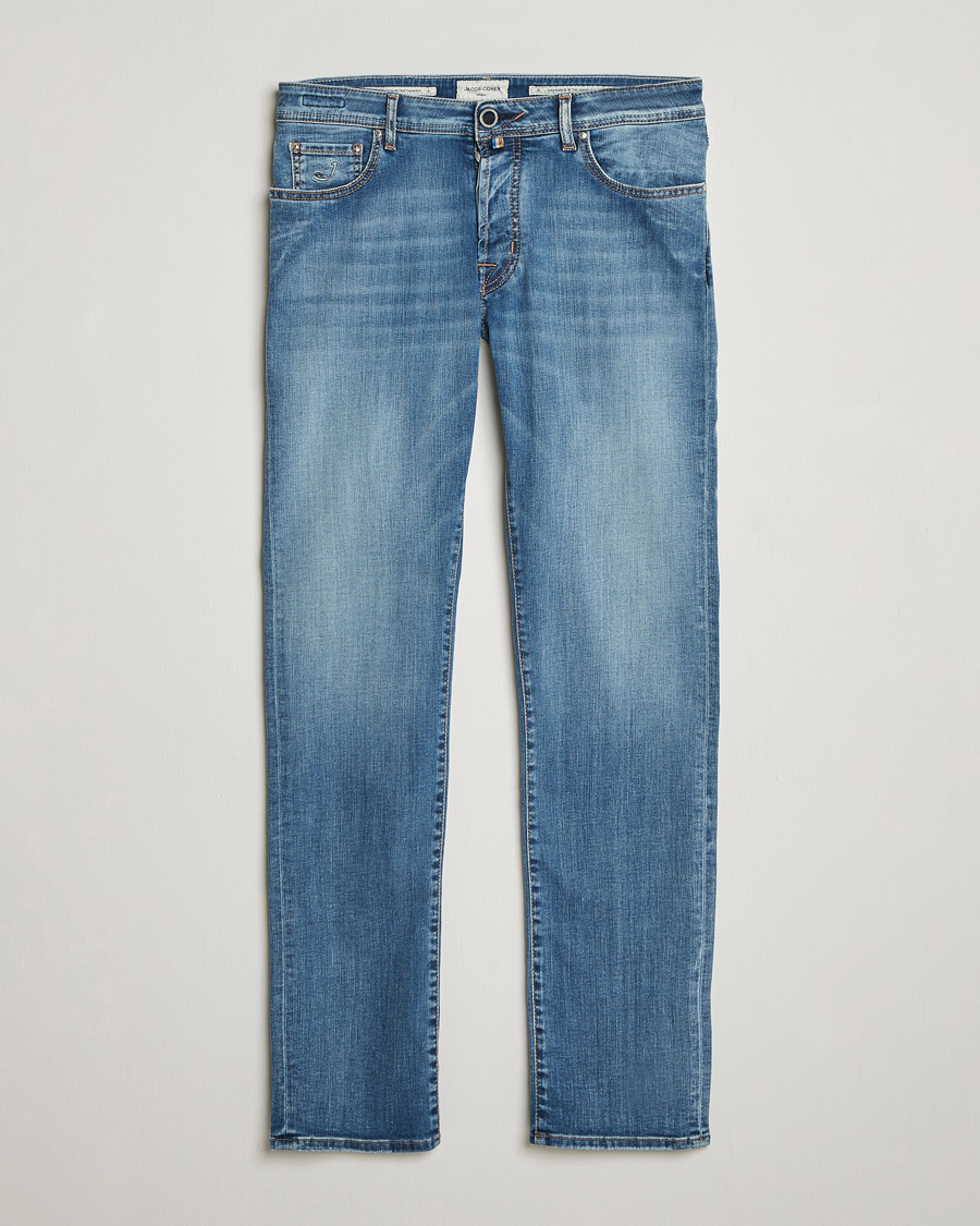 Uomini | Pantaloni | Jacob Cohën | Bard Slim Fit Stretch Porsche Patch Jeans Mid Blue