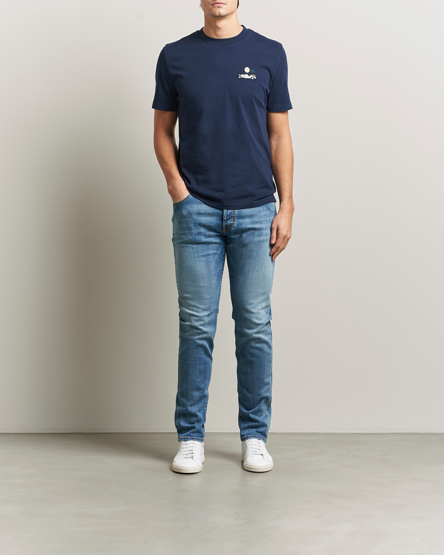 Uomini | Pantaloni | Jacob Cohën | Bard Slim Fit Stretch Porsche Patch Jeans Mid Blue