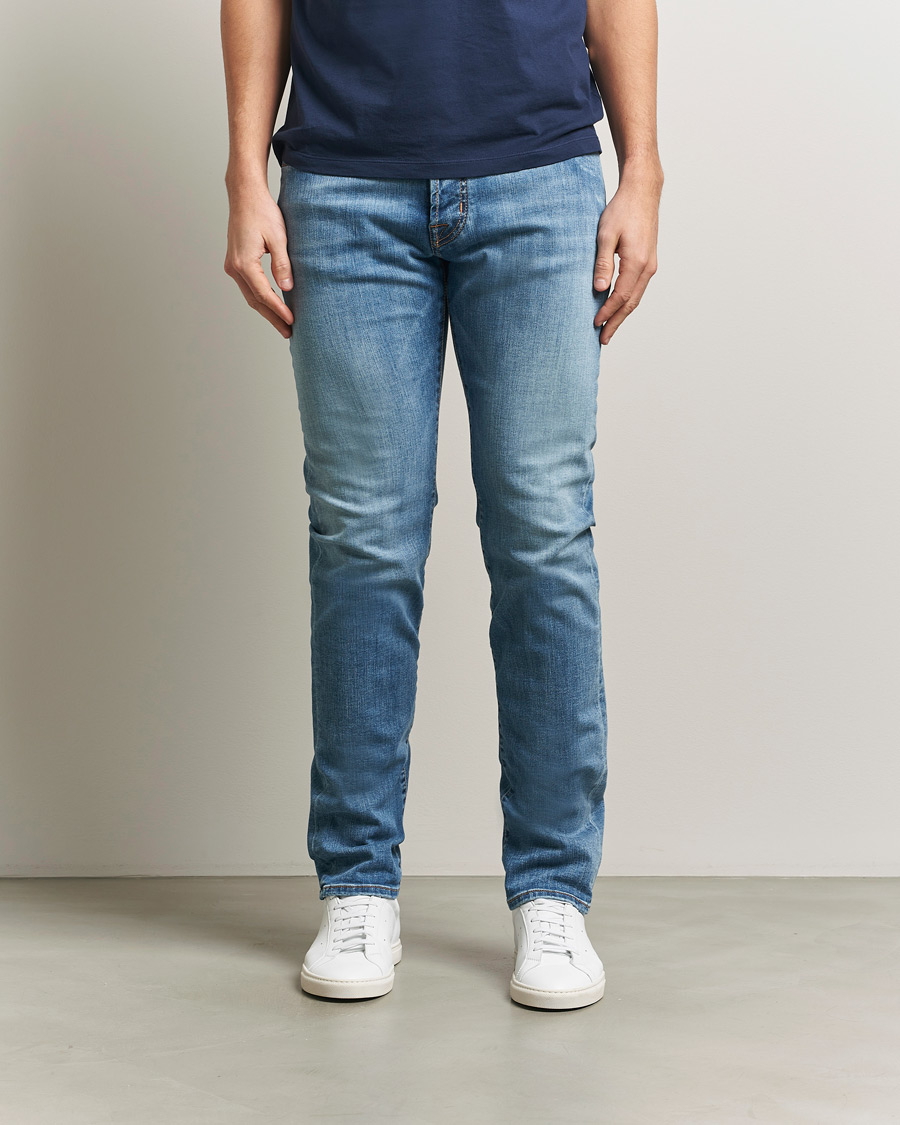 Uomini | Pantaloni | Jacob Cohën | Bard Slim Fit Stretch Porsche Patch Jeans Mid Blue