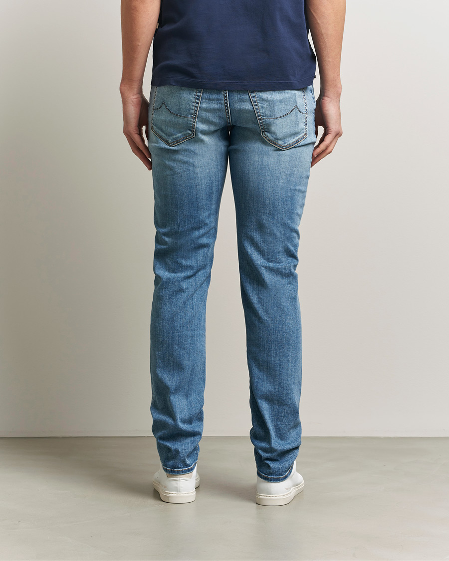 Uomini | Pantaloni | Jacob Cohën | Bard Slim Fit Stretch Porsche Patch Jeans Mid Blue